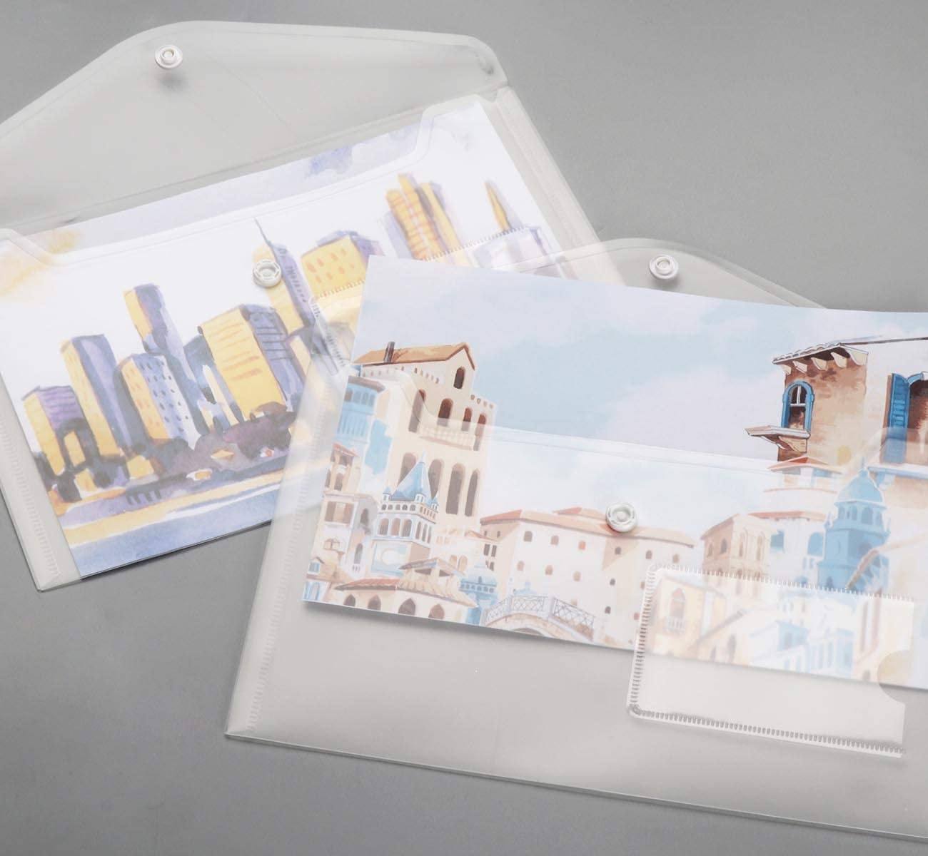 24 Pack A5 Plastic Envelopes,Plastic Poly Envelope with Button Snap Closure a...