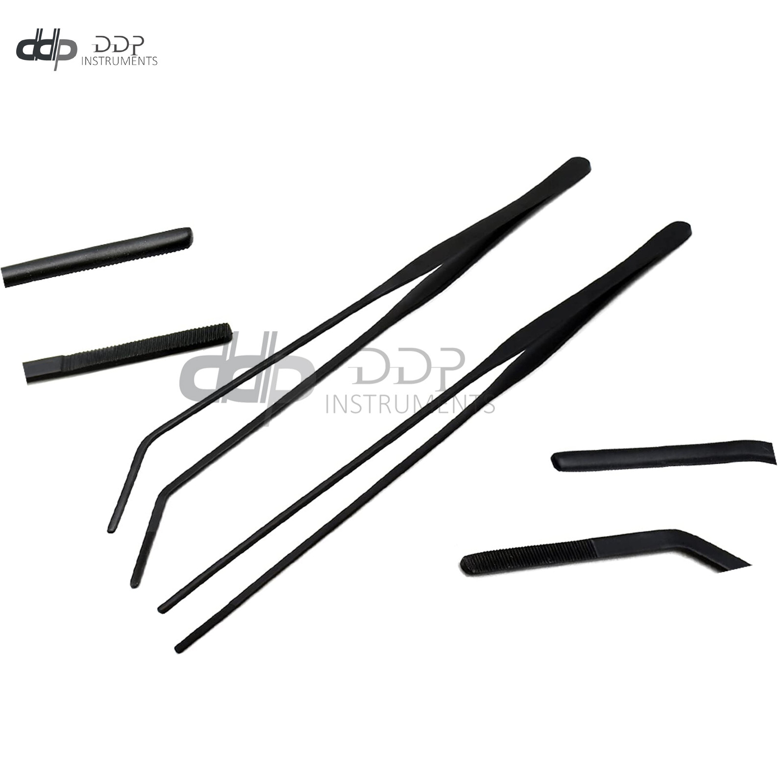 2 PC Black Aquarium Tweezers 15'' Str+Cvd  Long Reptiles Feeding Tongs For Plant