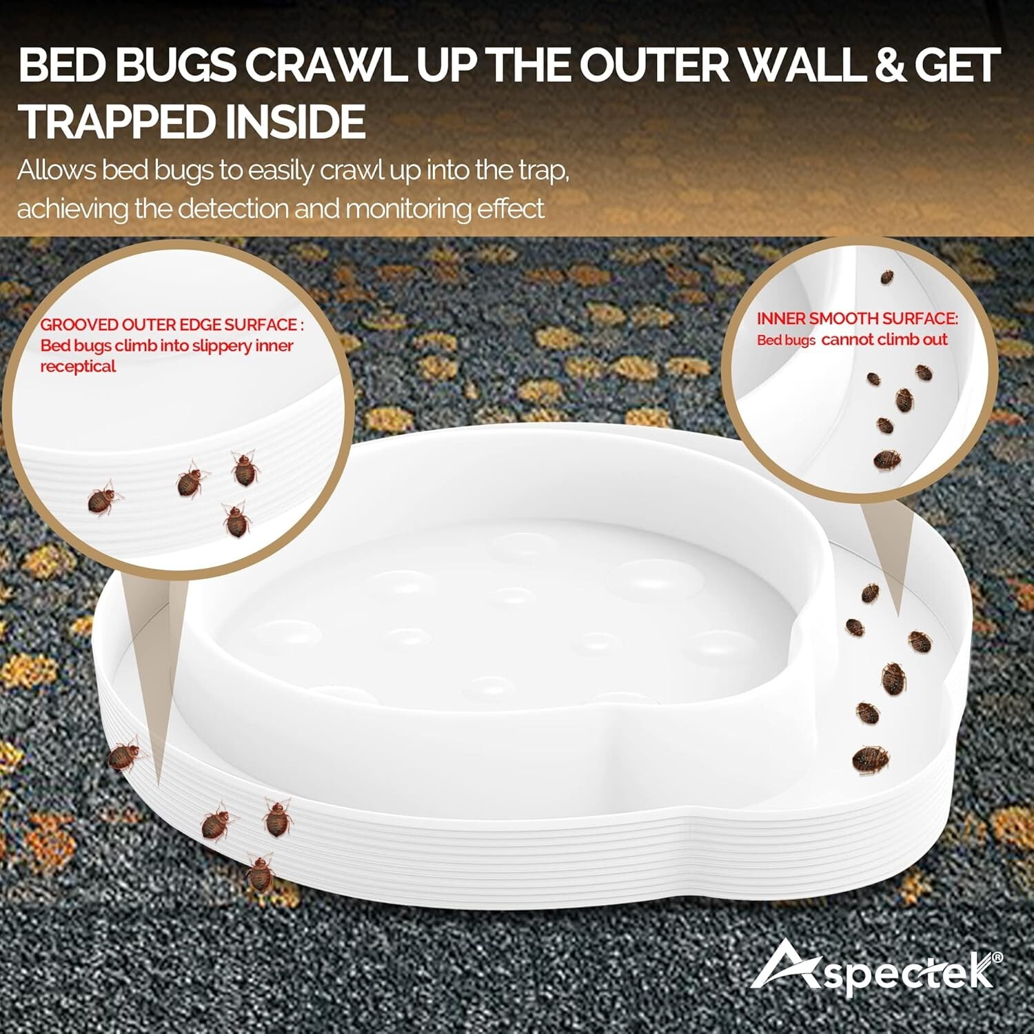 Bed Bug Trap, Bed Bug Interceptor, Bed Bug Traps (Pack of 4). Flea Traps, Safe E