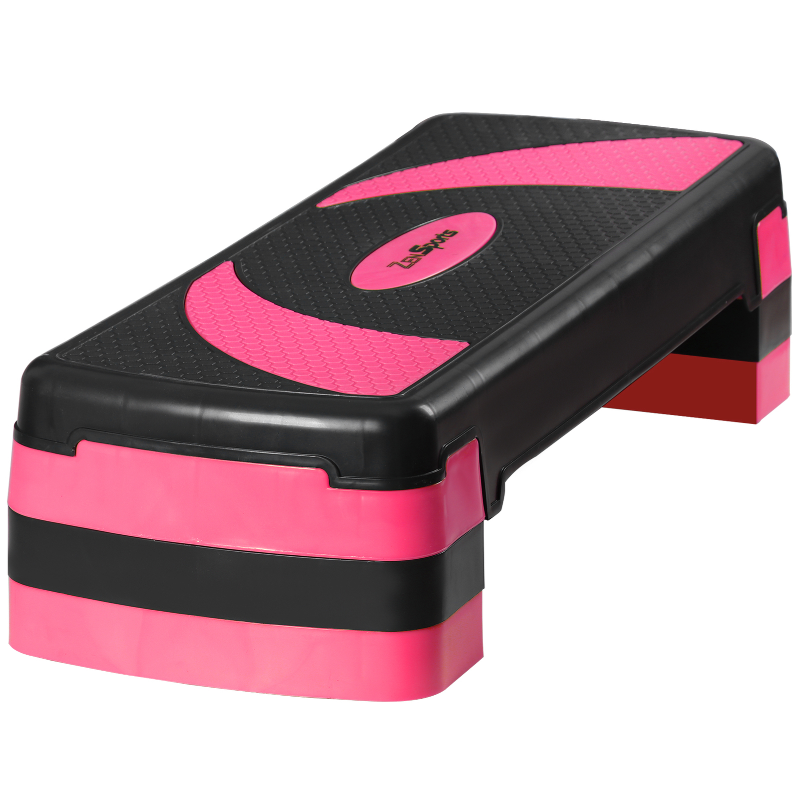 30" Aerobic Exercise Step Adjustable Aerobic Stepper Workout Step Platform Pink