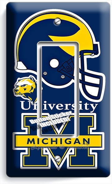 MICHIGAN WOLVERINES FOOTBALL TEAM 1 GFCI LIGHT SWITCH WALL PLATE BOY BEDROOM ART
