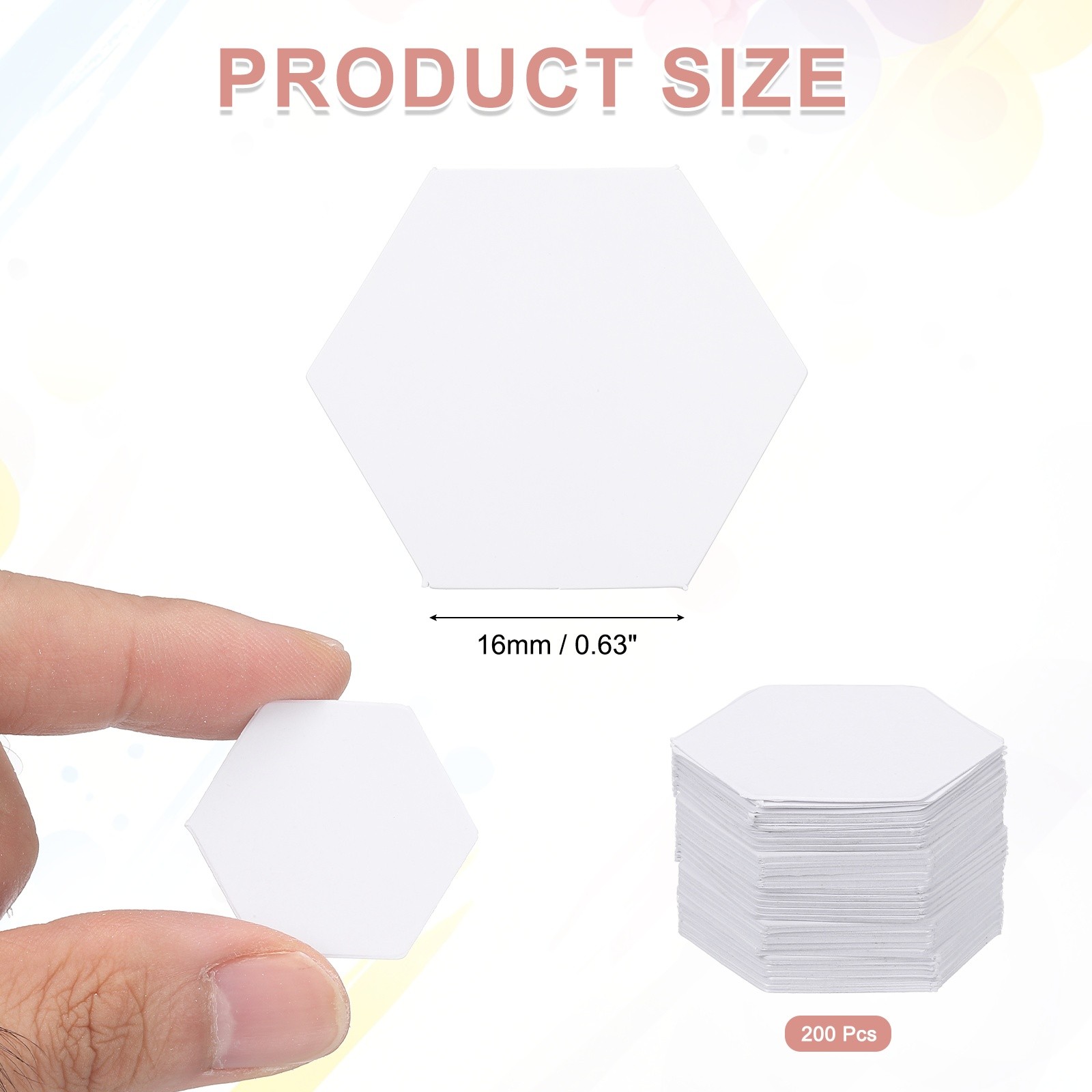 200 Pcs Hexagon Shape Piecing Paper for Quilting with Pen (0.6")