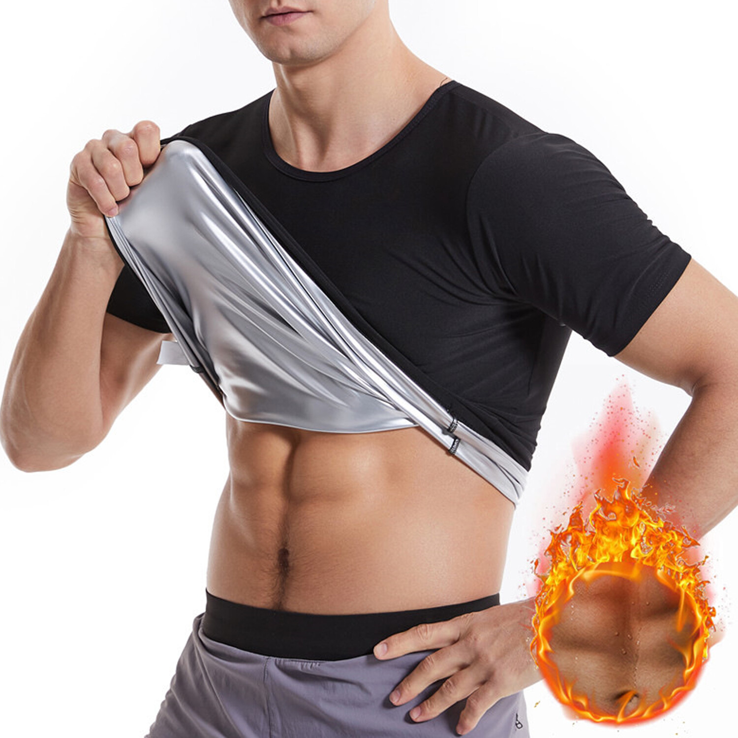 Men’s Premium Slimming Shapewear Sweat Sauna Waist Trainer Thermal T-Shirt Vest