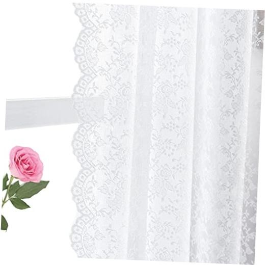 Lace Curtains 84 Inches Long - Floral Sheer Lace 52"W x 84"L (Pack of 2) White