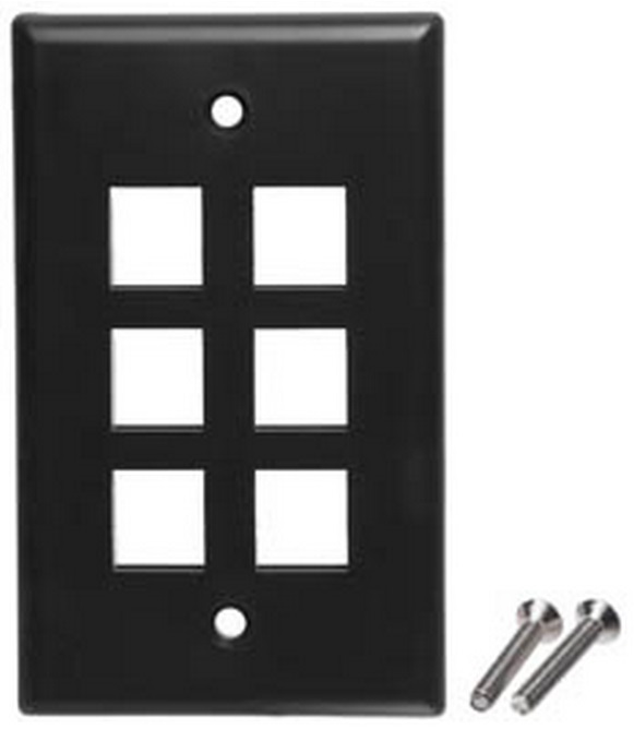 Lot10 Keystone flush Wall face Plate 6/Six mounting Hole/Jack/Port $SHdis{​BLACK