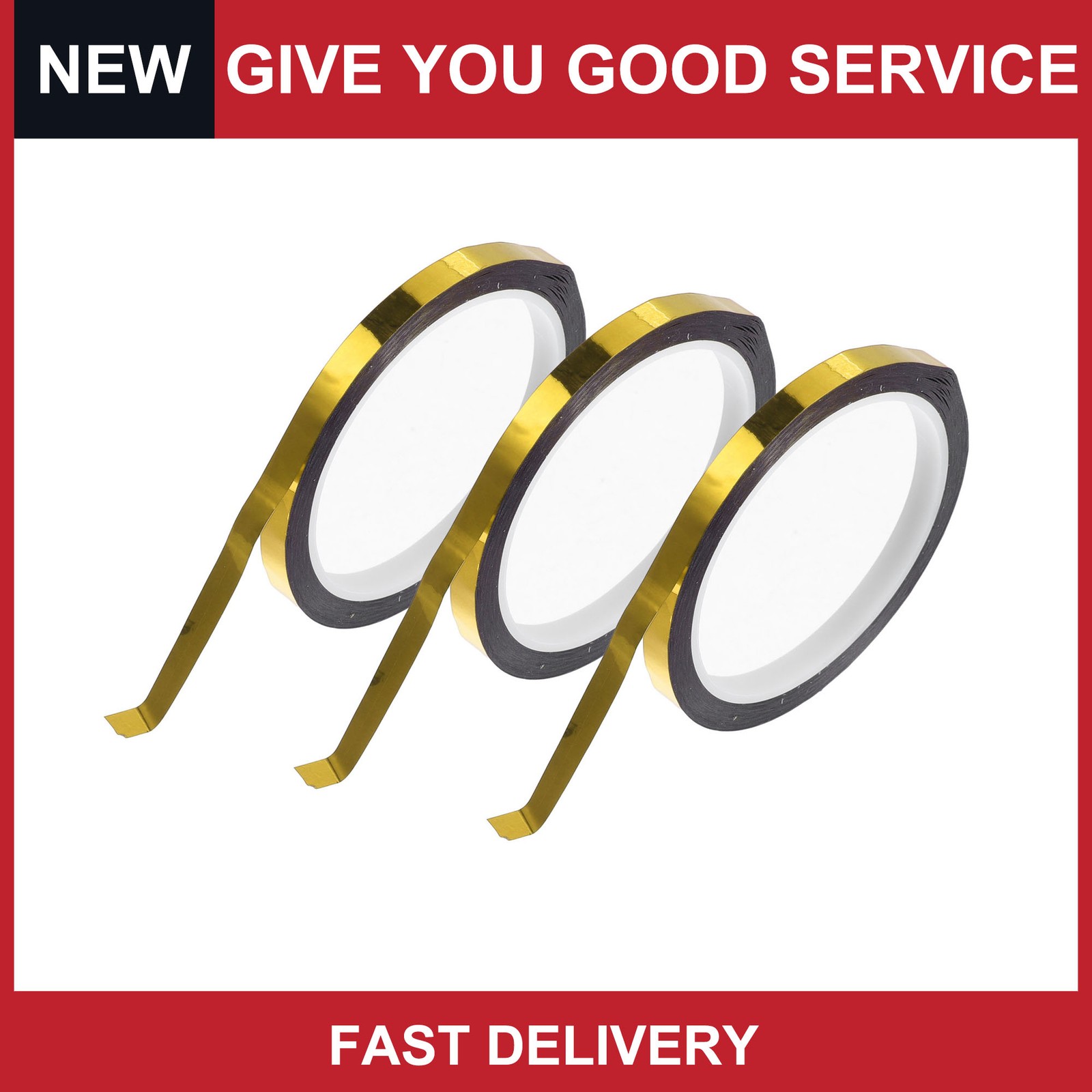 Pinstripe Tape 164.04ft x 0.31" Mirror Gold 3Pcs