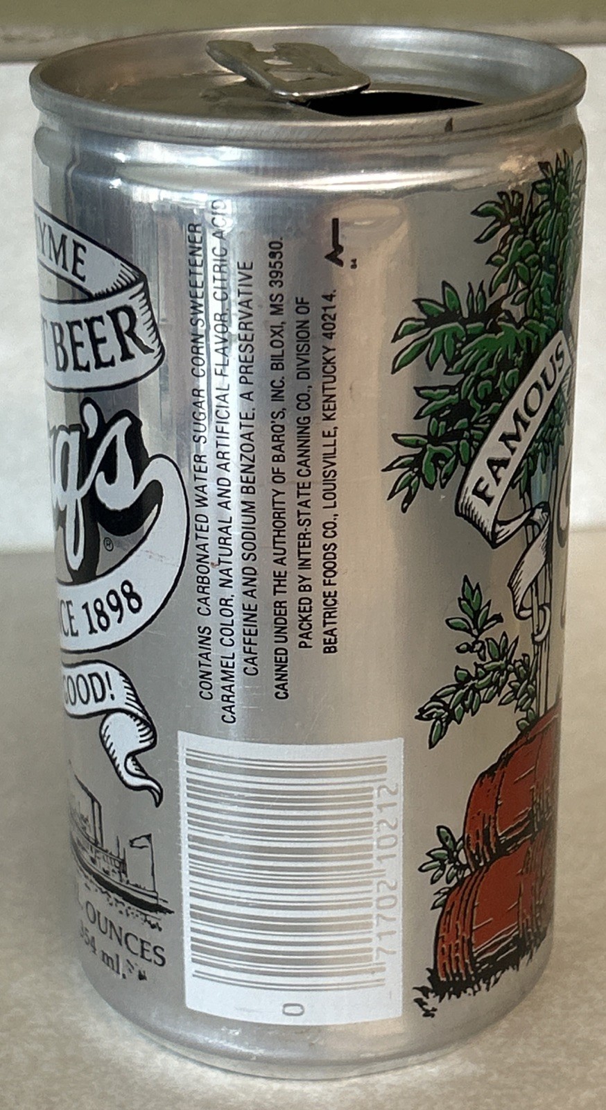 Vintage BARQ’S Root Beer Empty 12oz. Aluminum Pull Tab Can