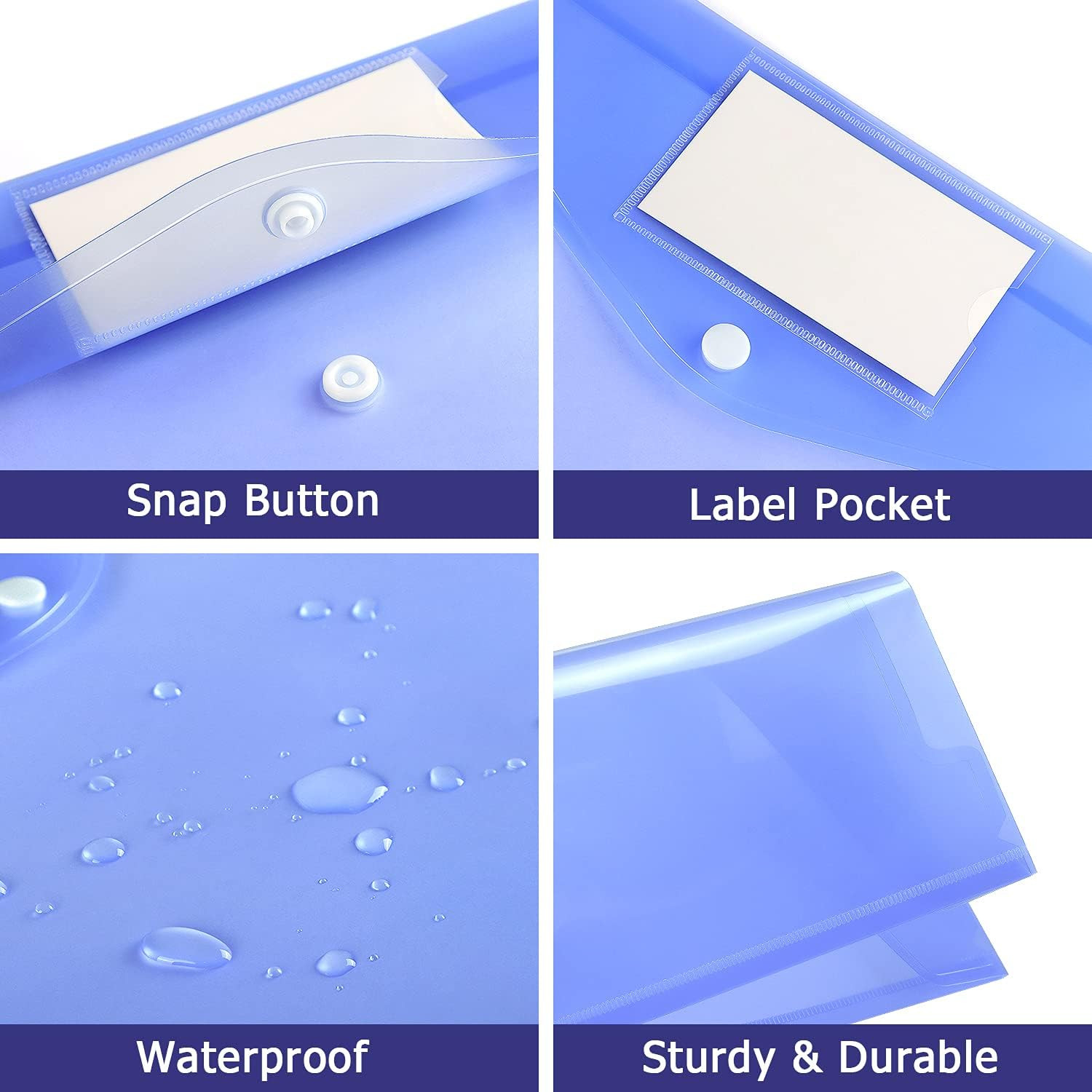 6 Pack Clear Document Folders Plastic Envelopes Poly Envelopes File Envelopes Wi