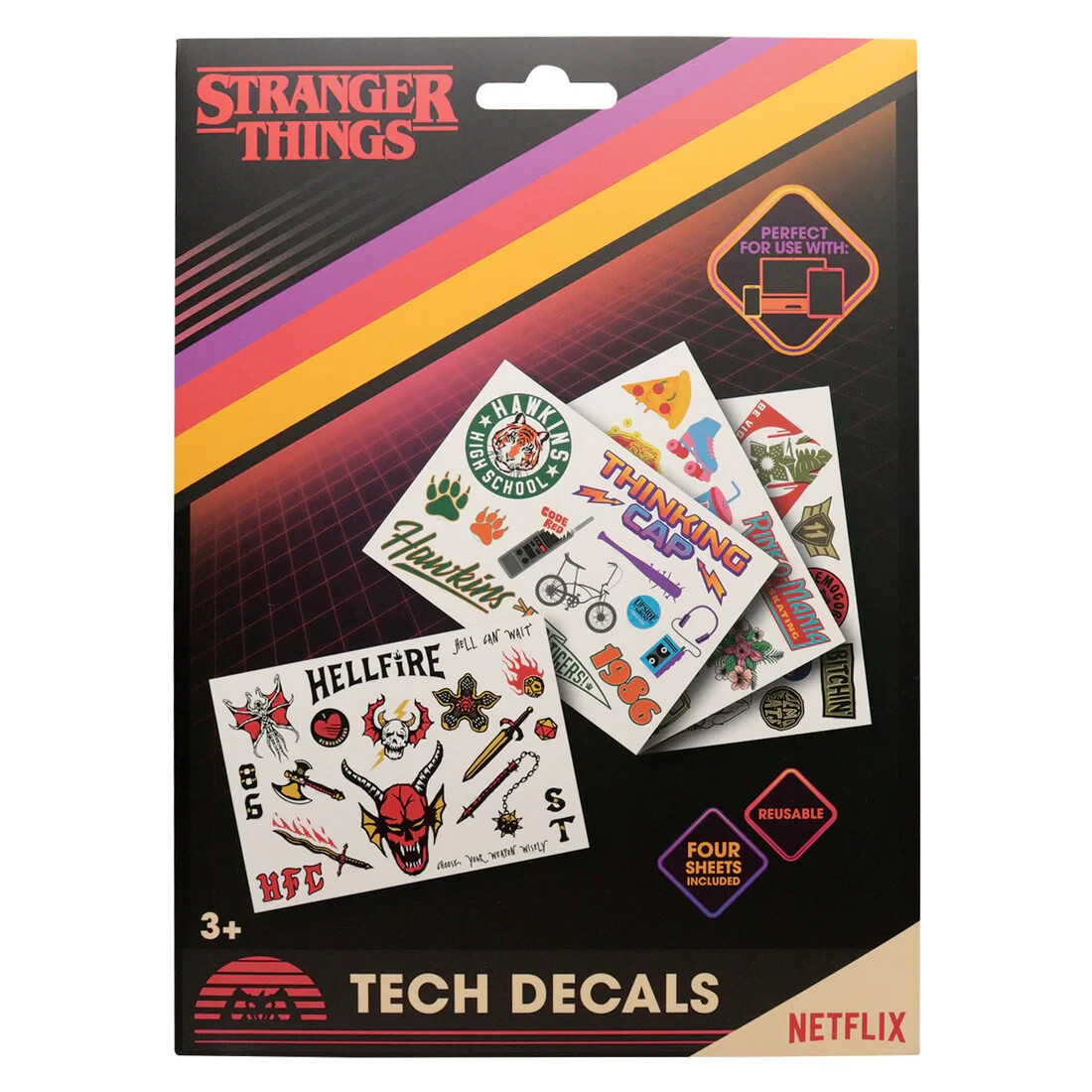 Stranger Things Tech Decals Vinyl Officially licensed Four sheets of stickers