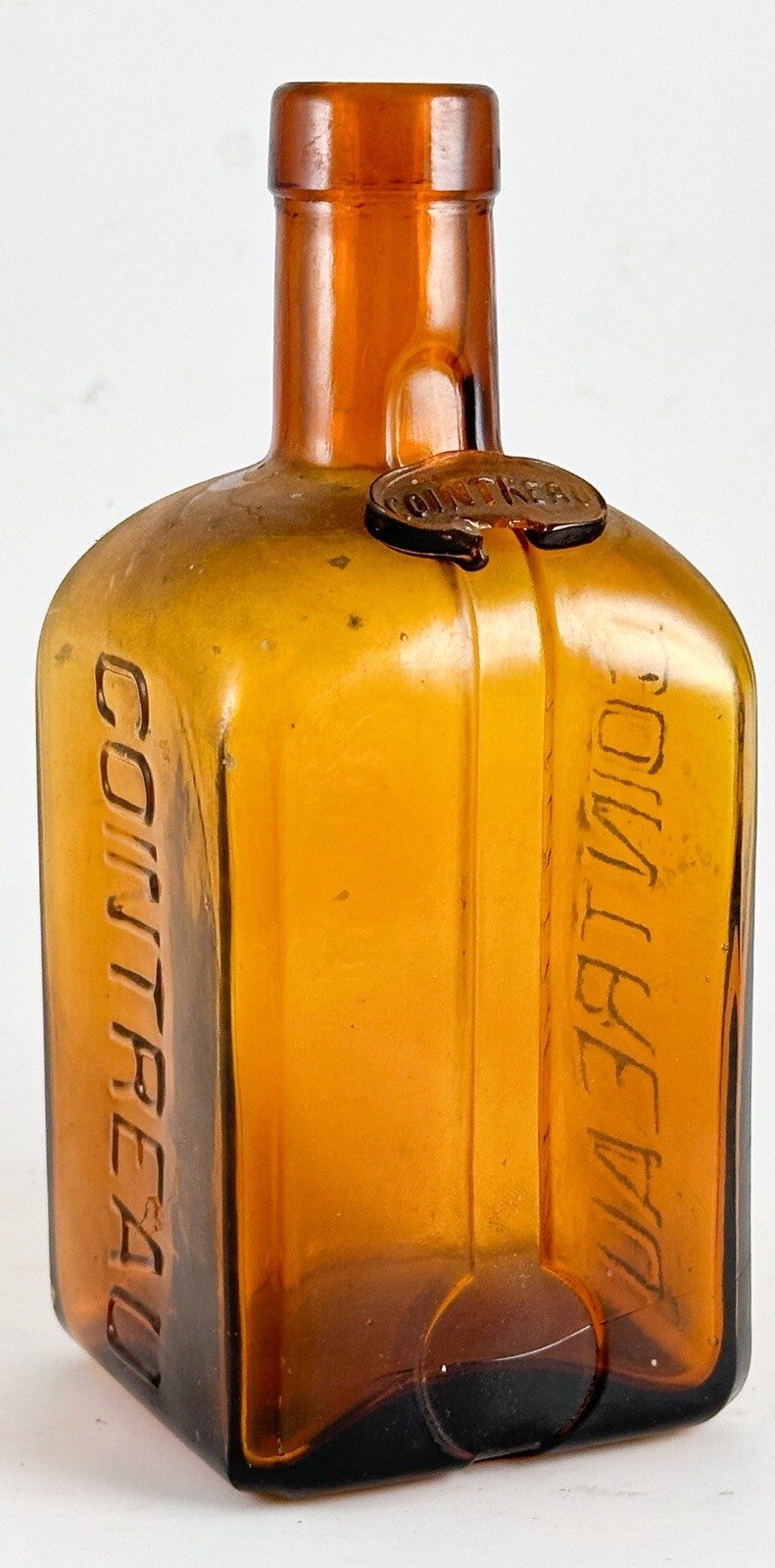 Antique Amber Glass Cointreau Liquor Bottle Vintage Embossed
