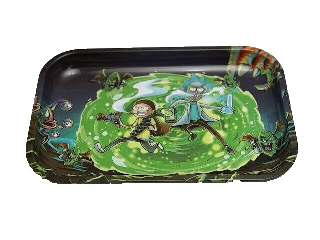 Metal tray decorative plate green hole funny Cartoon style 11" X 7.5" snack tray