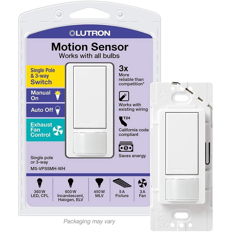 Lutron MS-VPS5MH-WH White 120V 5A 1-Pole 180 Degree Alarm/Sensor Switch