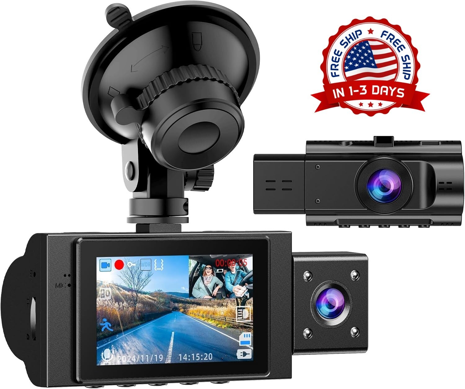 1080P Dual Dash Camaras De Seguridad Grabadora Para Carro Auto Frente Y Interior