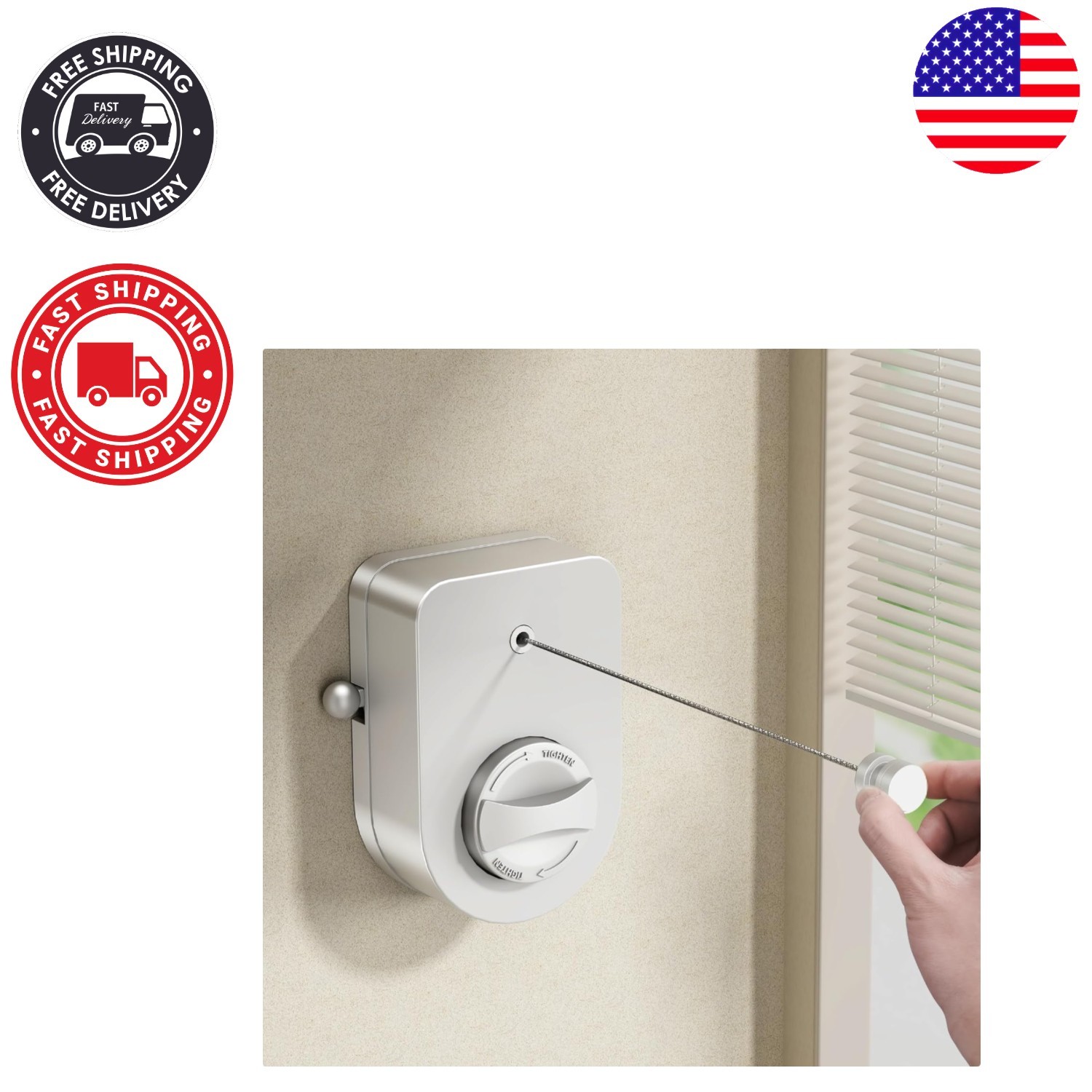 Stainless Steel Retractable Clothesline - 13.8 ft Non-Sagging Solution