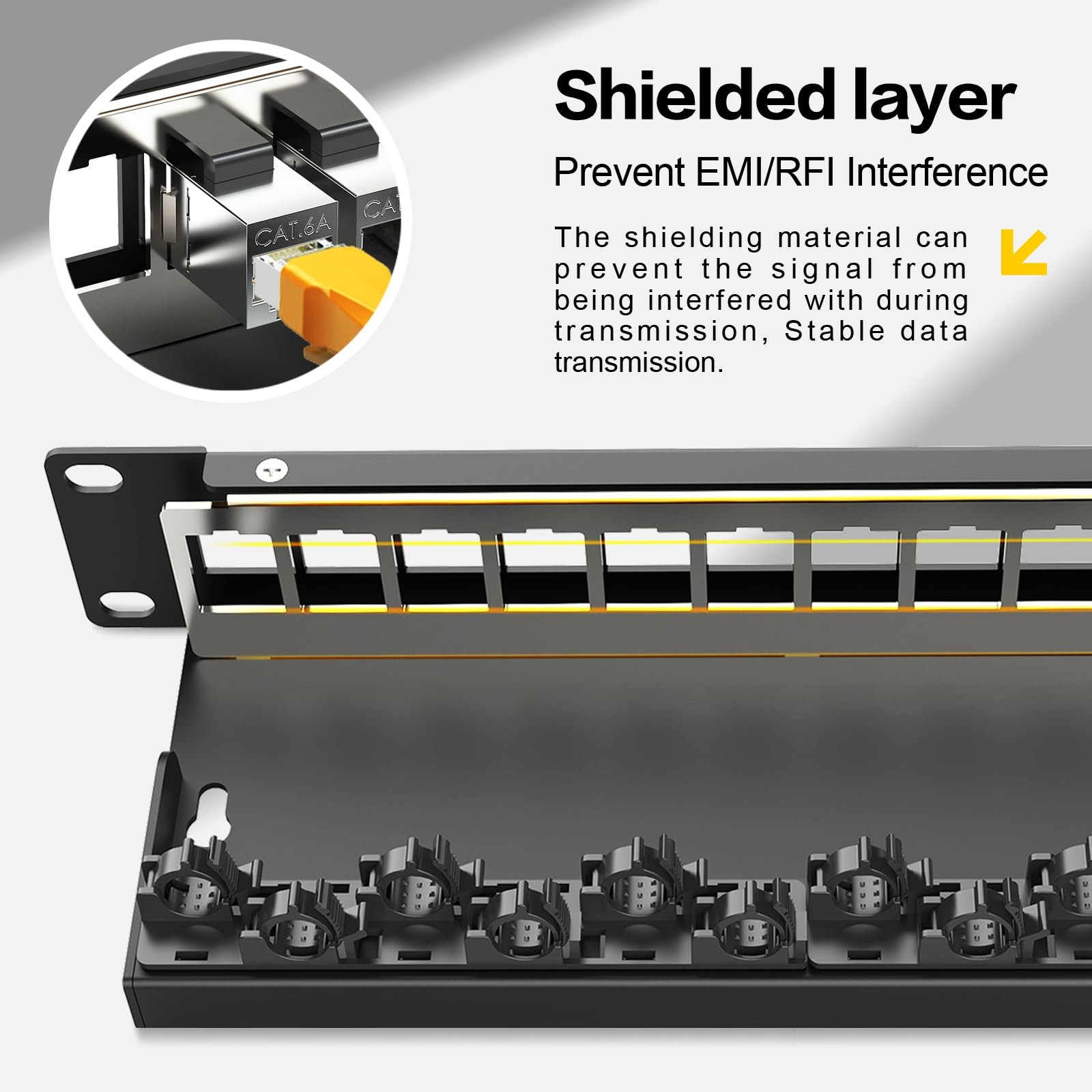 Patch Panel 12 Port Blank Network Patch Panel with Cable Management Bar Rackm...