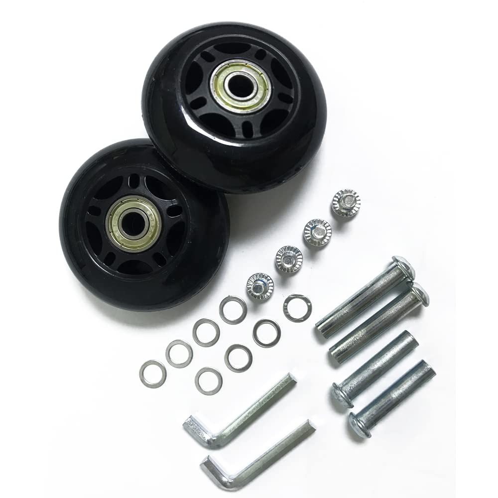 LOTOWELZON 2pcs Luggage Suitcase Replacement Wheels, 70mm OD70xW24mm, Black
