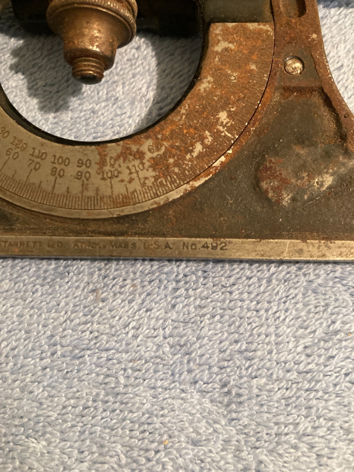 VINTAGE LS STARRETT 492 PROTRACTOR & RULER BUBBLE LEVEL MACHINIST TOOLS READ