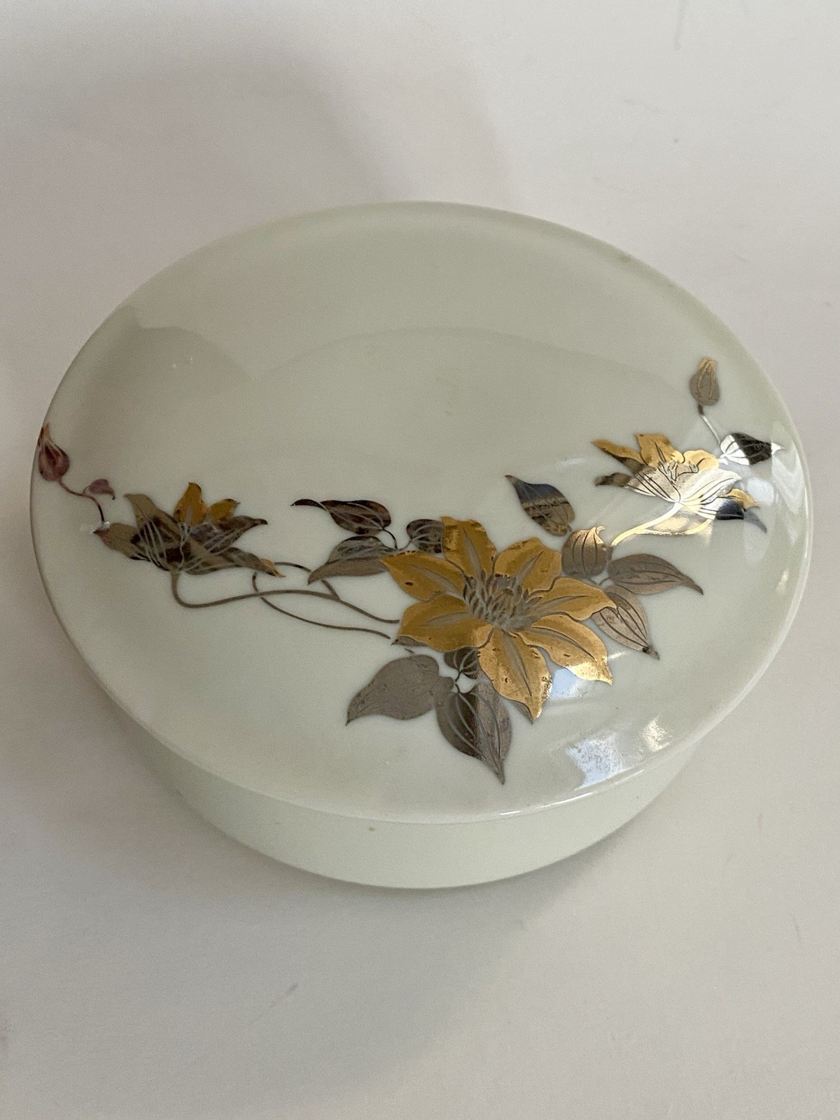 Porcelain Round Trinket Box Made For Bambergers 5”