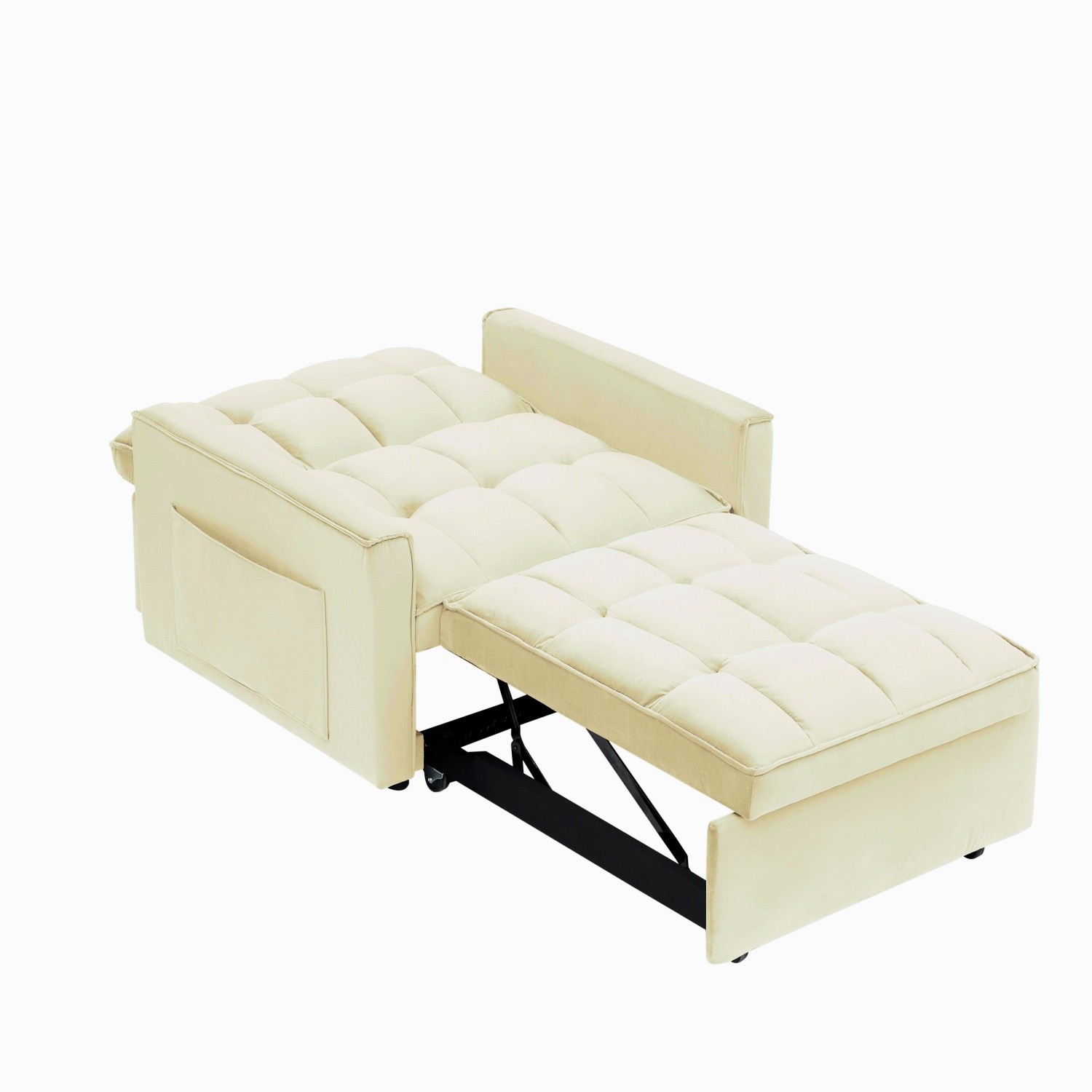 Modern Velvet Convertible Sofa Bed 3 in 1 Folding Adjustable Back Sleeper Chair