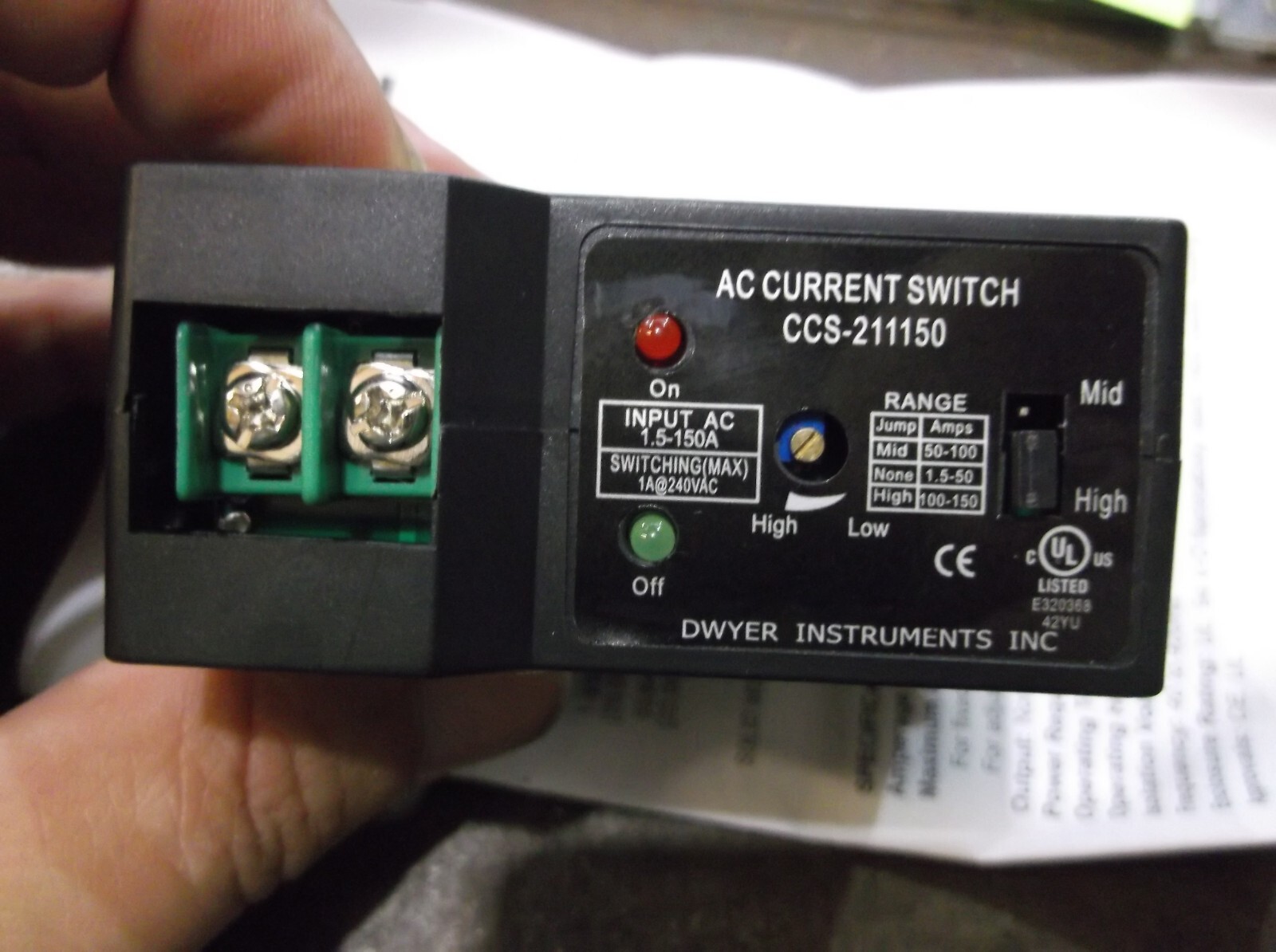 NEW IN PKG DWYER CCS-211150 AC CURRENT SWITCH (WL10-3)