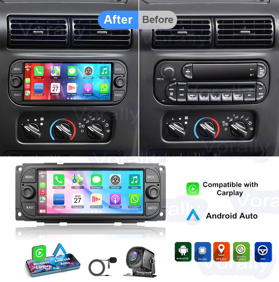 CarPlay Radio For 2003-2005 Jeep Wrangler TJ 6.86" FHD Screen GPS WIFI RDS BT FM