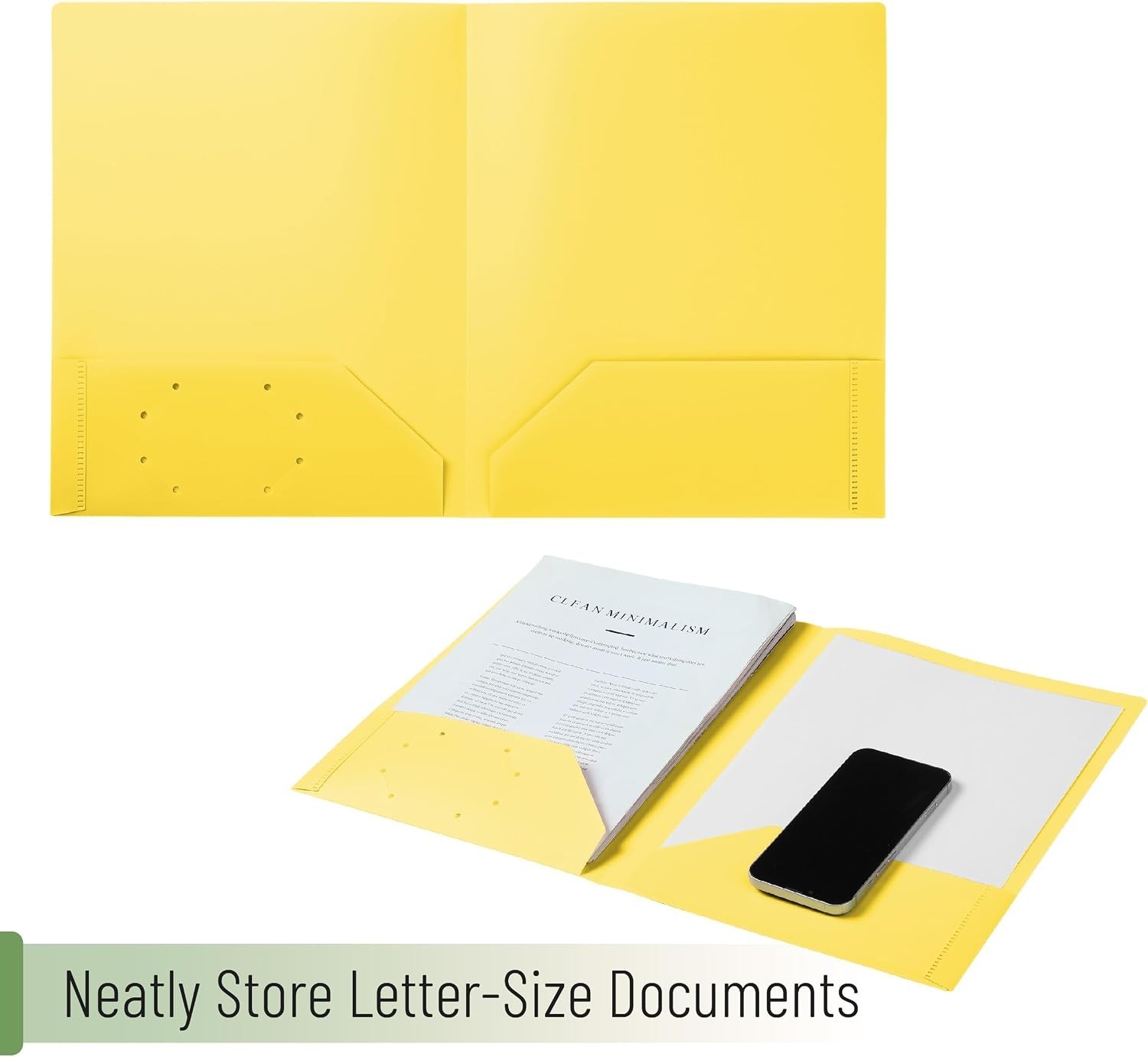 5-Pack Water-Resistant Plastic Folders | 2-Pocket Aesthetic Organizer