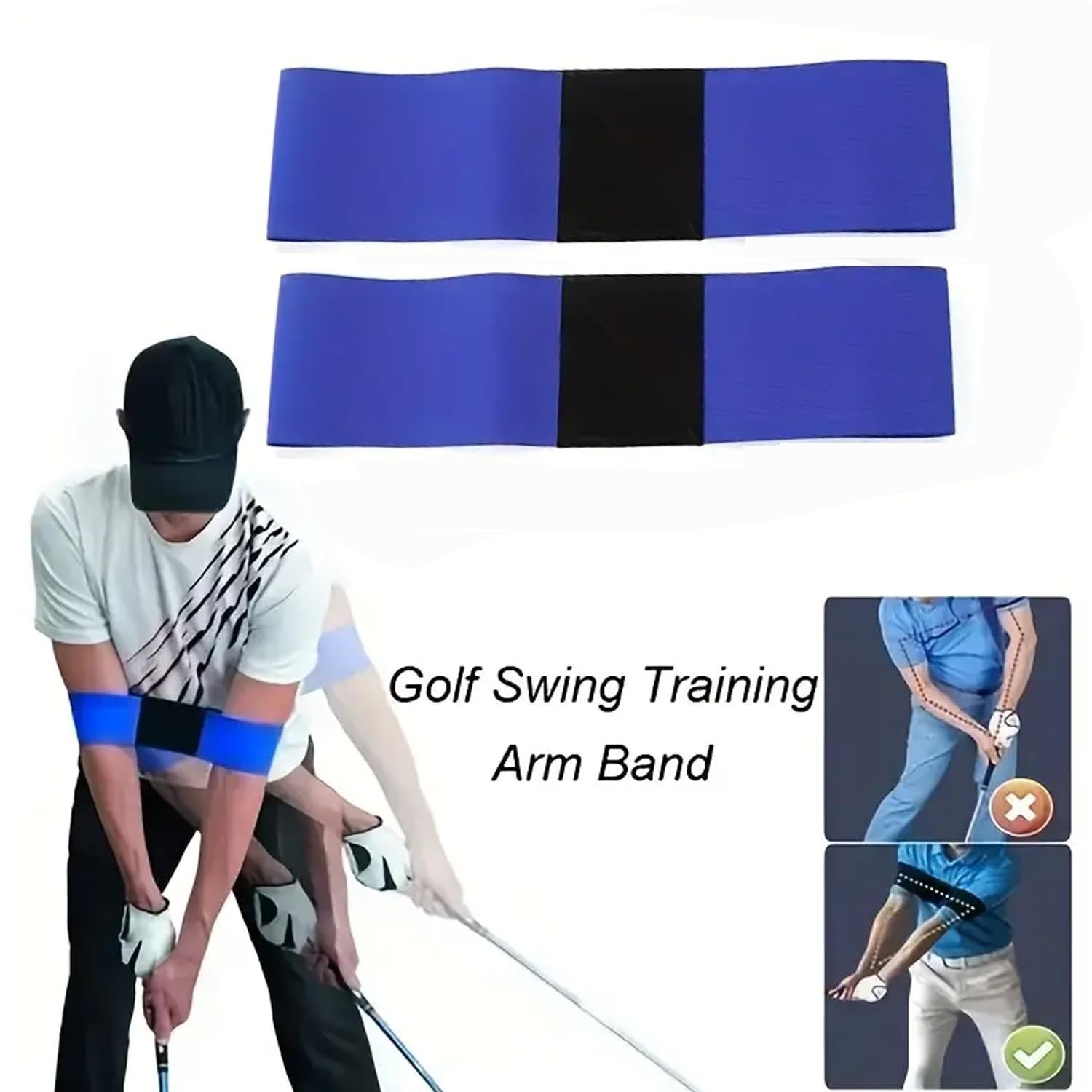 2 Pack Golf Swing Training Aid- Swing Correcting Arm Band Golf Training Equip...
