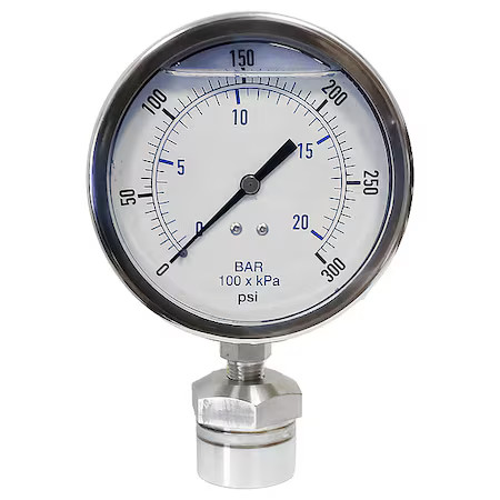Kodiak Controls Kc301l40300/Dsm3511 Pressure Gauge, 30 To 0 Psi, 4 In Dial, 1/4