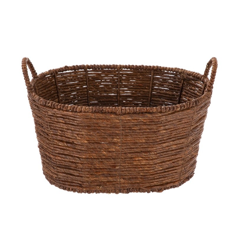 Handwoven Maize Basket Oval Large Storage Basket W/ Handles Home Organization US