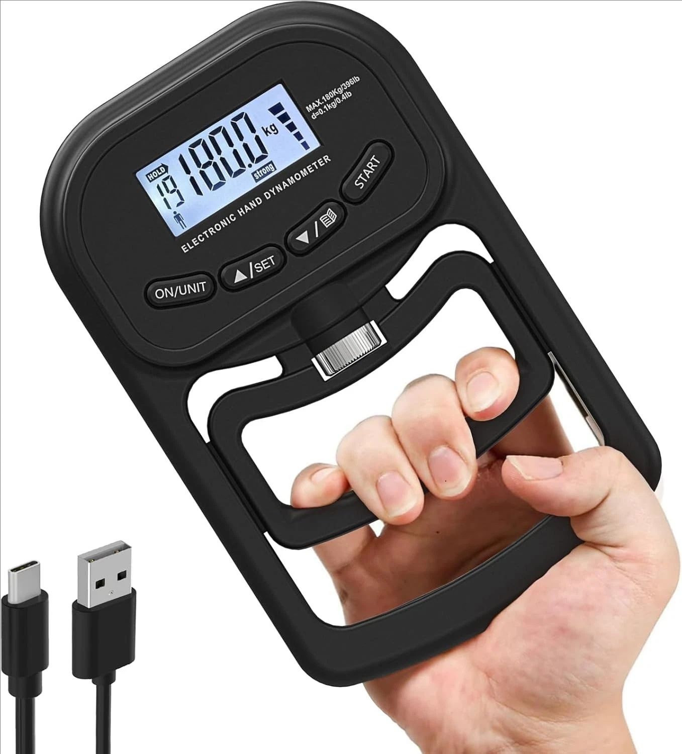 396lbs / 180kg Grip Strength Tester Trainer -Dynamometer Handgrip Measurer Meter