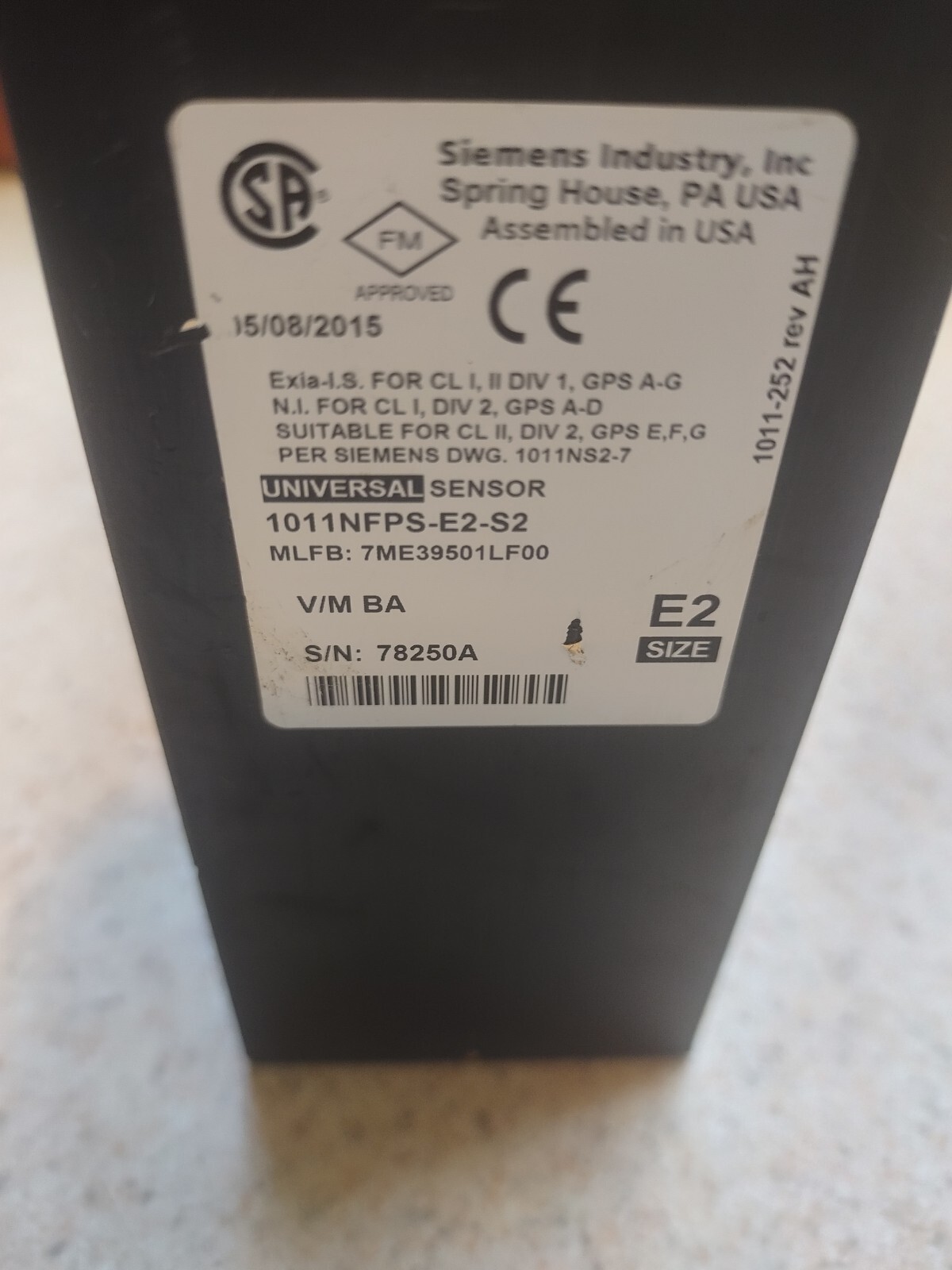 Siemens Clamp on Universal Sensor 1011NFPS-E2-S2
