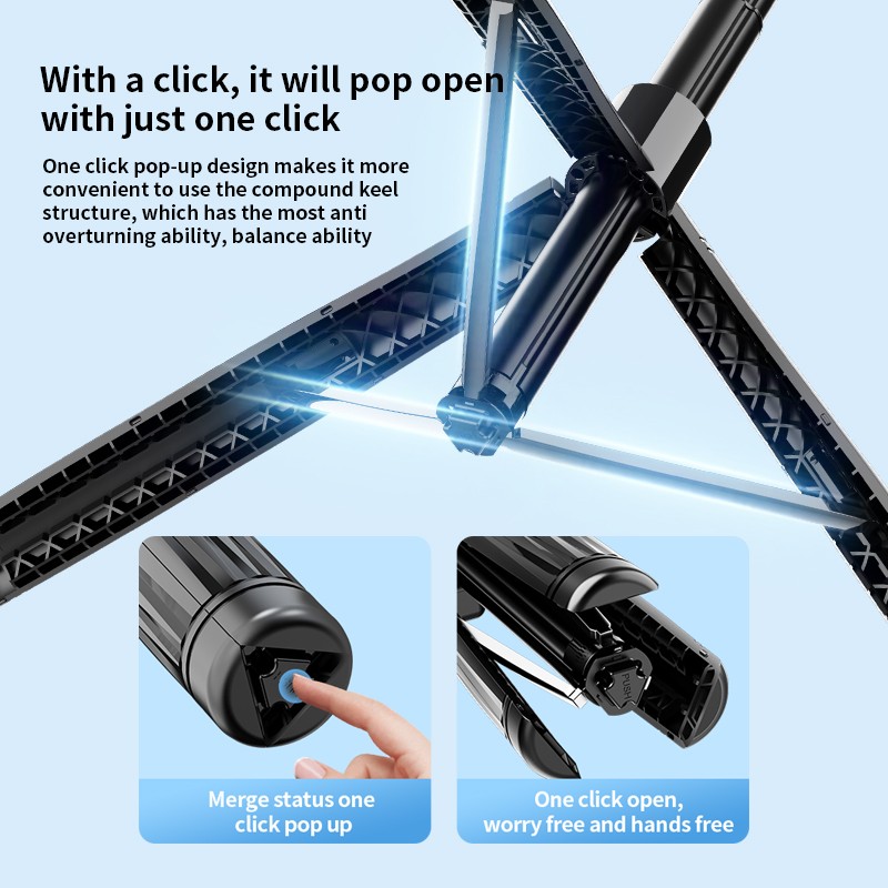 76'' Selfie Stick Auto Face Tracking Tripod 360° Rotation with Remote Control