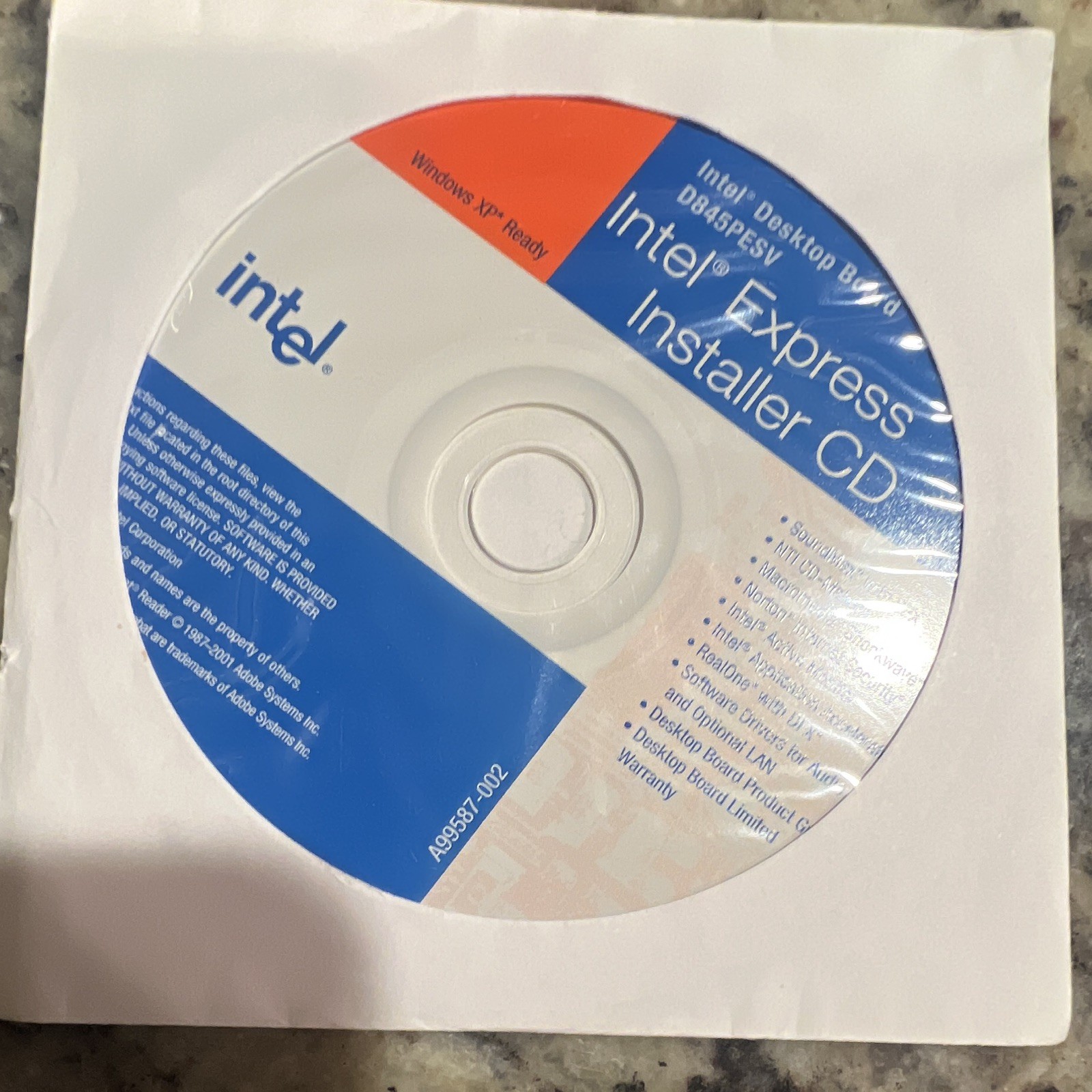 Intel D845PESV Express Installer Drivers Update CD Windows XP English A99887-002
