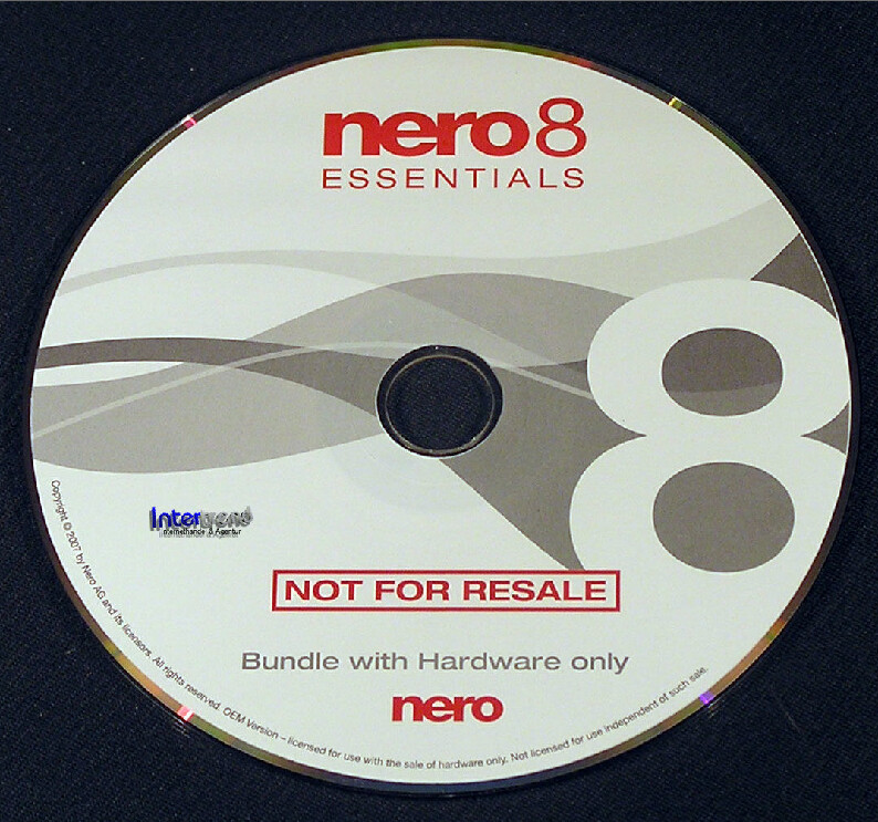 Nero 8 Essentials CD/DVD Burning Software + License for XP/Vista/Windows 7 NEW