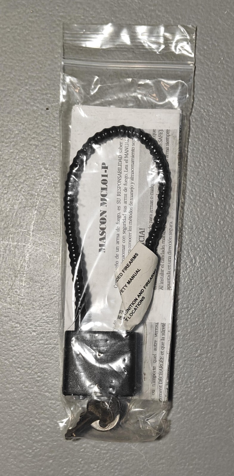 Pistol Cable Lock with 2 Keys Security Protection Lockup Firearms Black NEW