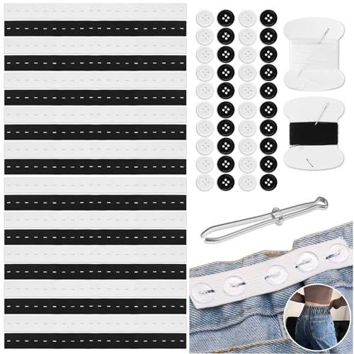 20Pcs Adjustable Elastic Jean Waist Tightener, Pants Waist Extender Waist