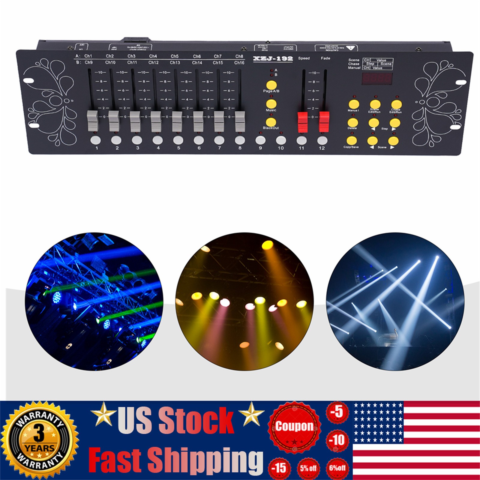 DJ DMX 512 192 Channels Operator Console Controller Stage Lighting DJ Party US