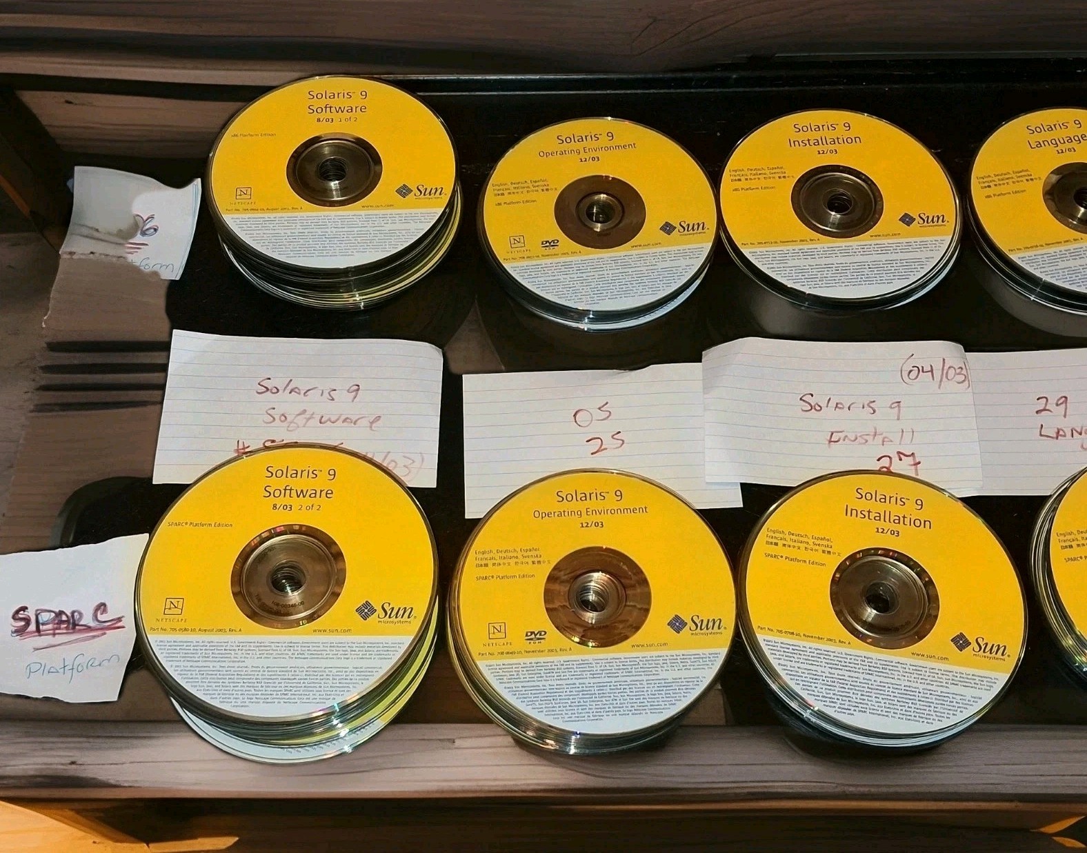 SUN Microsystems SOLARIS 9 -BOTH X86 & SPARC Platform Ed. 176 DISCS bundle Lot