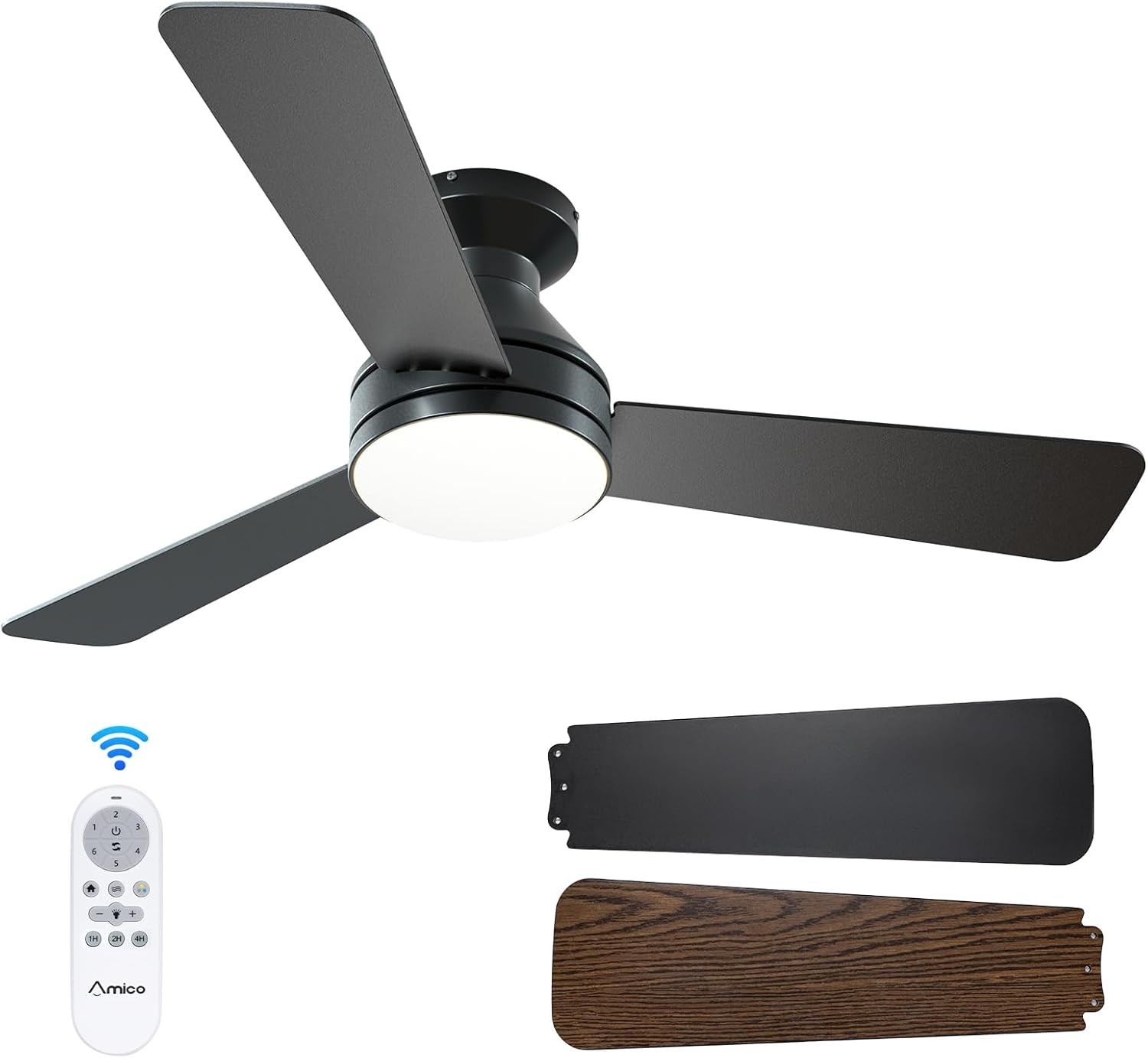 Quiet 42-Inch Reversible Ceiling Fan with LED Light & Remote - Dimmable Design