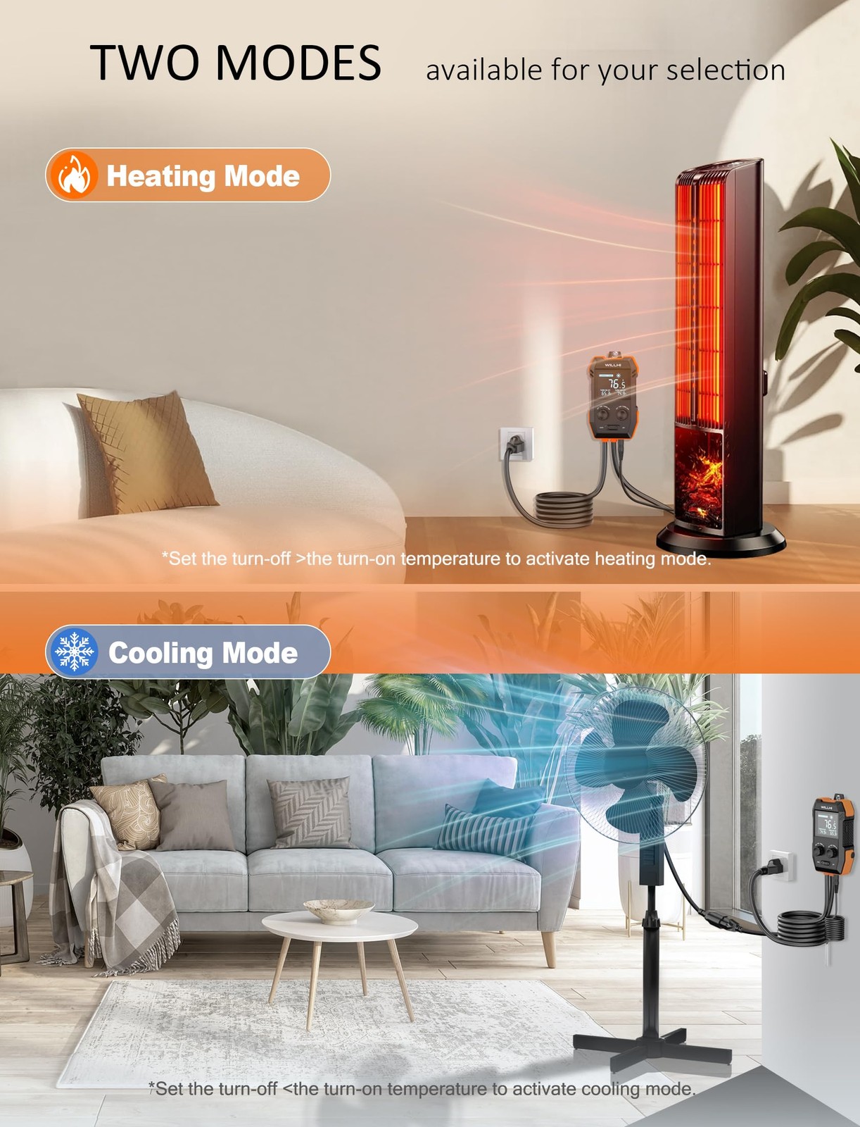 WILLHI WH2408 Temperature Controller 10A 1200W, Digital Thermostat Controlled...