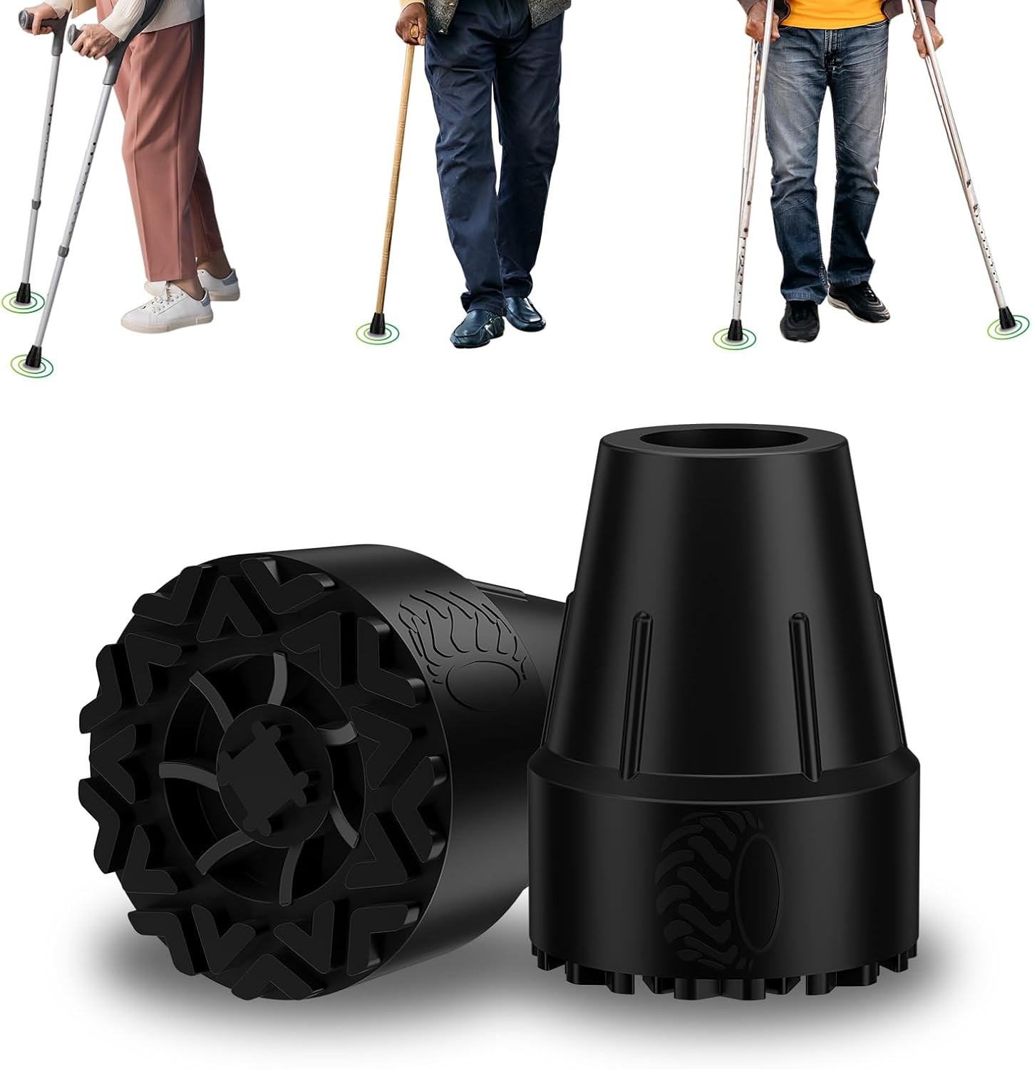 Cane Tips 7/8 Inch, 2 Pack Heavy Duty Rubber Replacement Tips for Canes Crutches