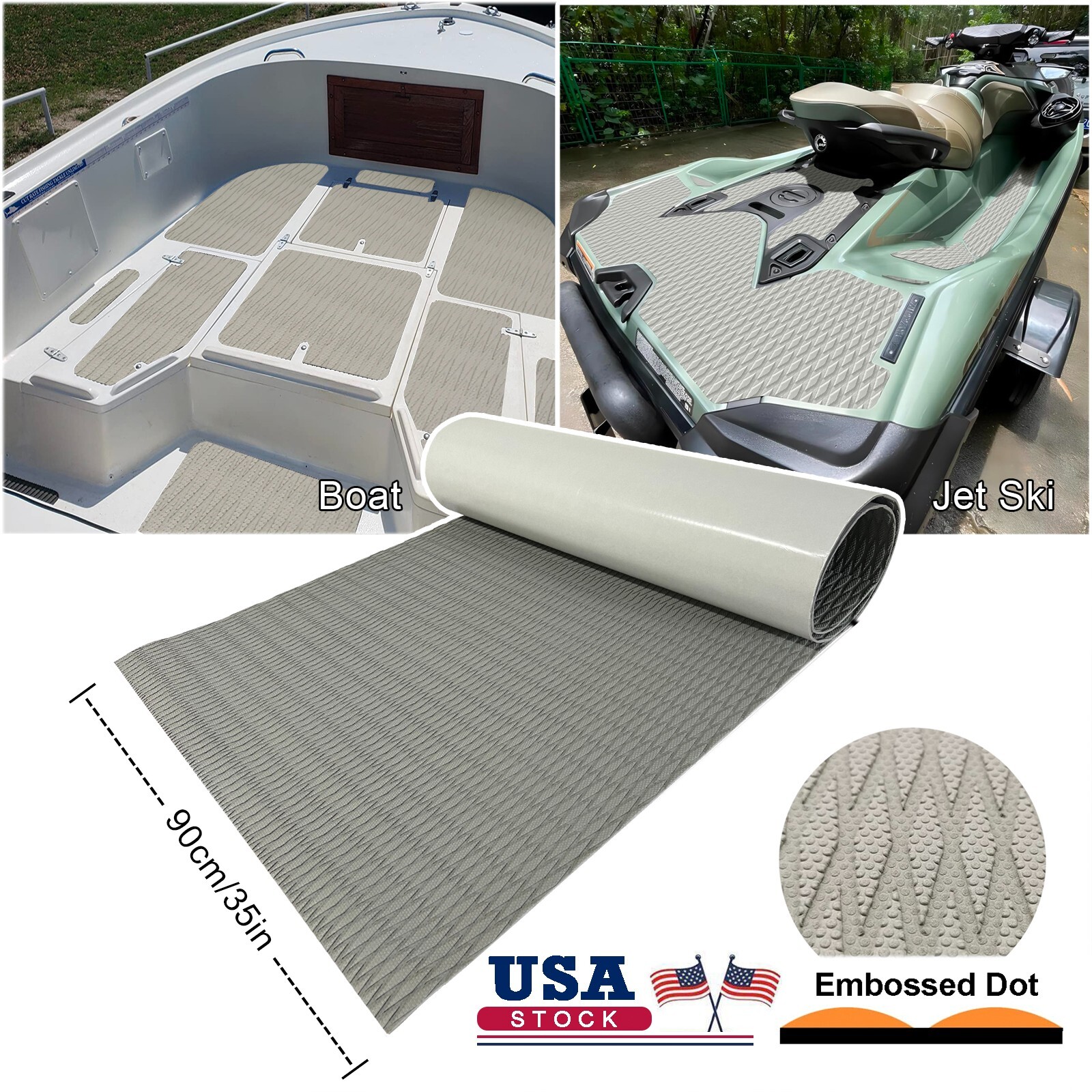 Boat Flooring EVA Foam Deck Sheet Non Slip Marine Boat Deck Carpet 94×35″ Gray