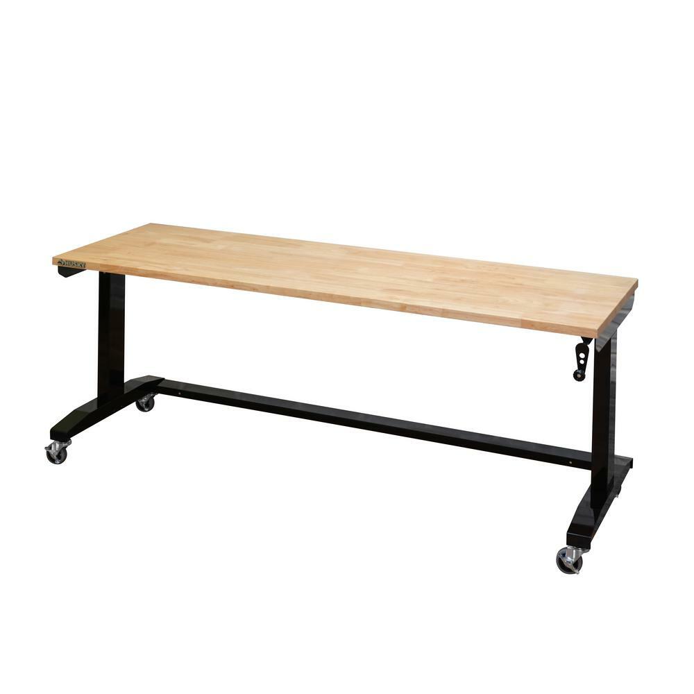 Work Table Black 72 in. Adjustable Height Steel Industrial