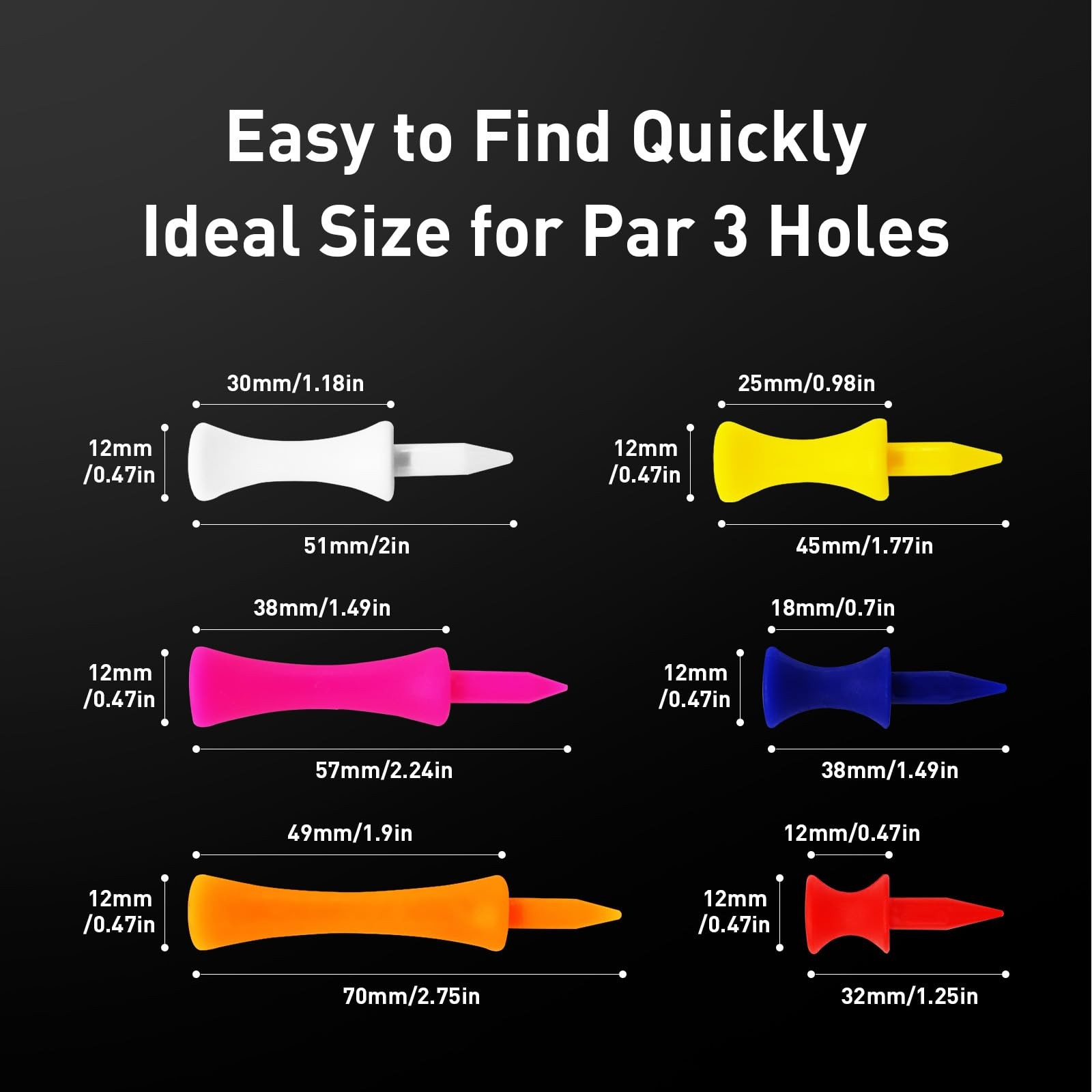 50 PCS Golf Tees Step Down Plastic Unbreakable Reusable Height Control Castle