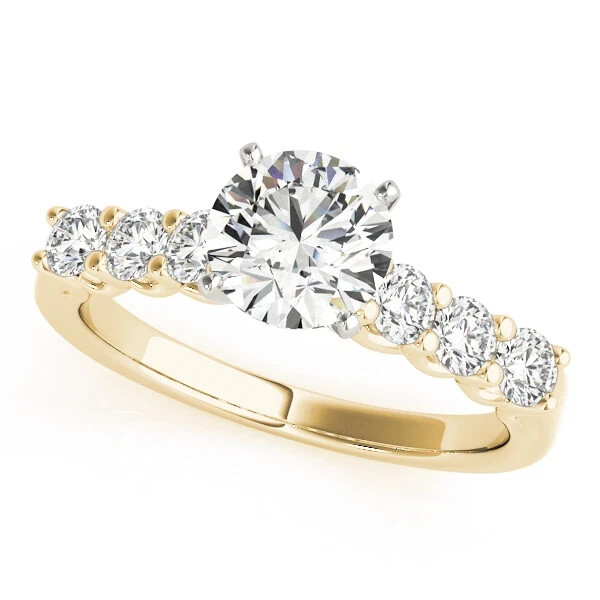 Round Cut 1.65 Ct VVS1 Diamond Lab-Created Engagement Ring 14K Yellow Gold FN