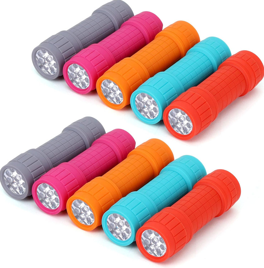 10-Pack, 9-LED Mini Flashlight Set, AAA Batteries are Included and Pre-Installed