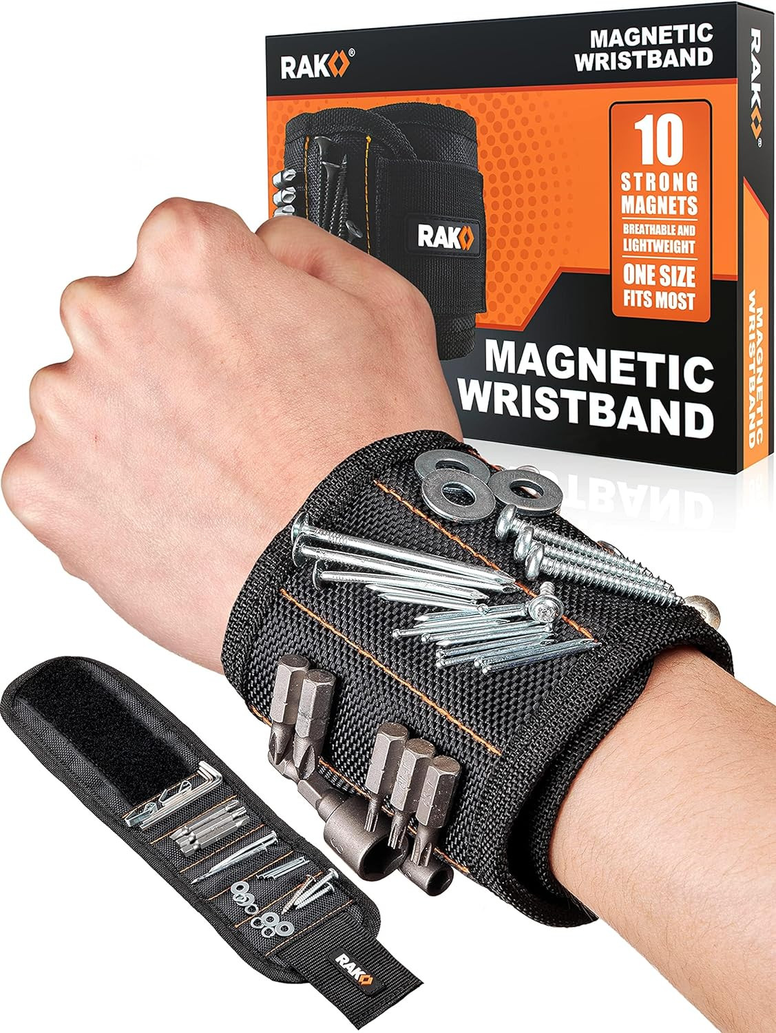 Magnetic Wristband for Holding Screws, Nails and Drill Bits for Men - Made from