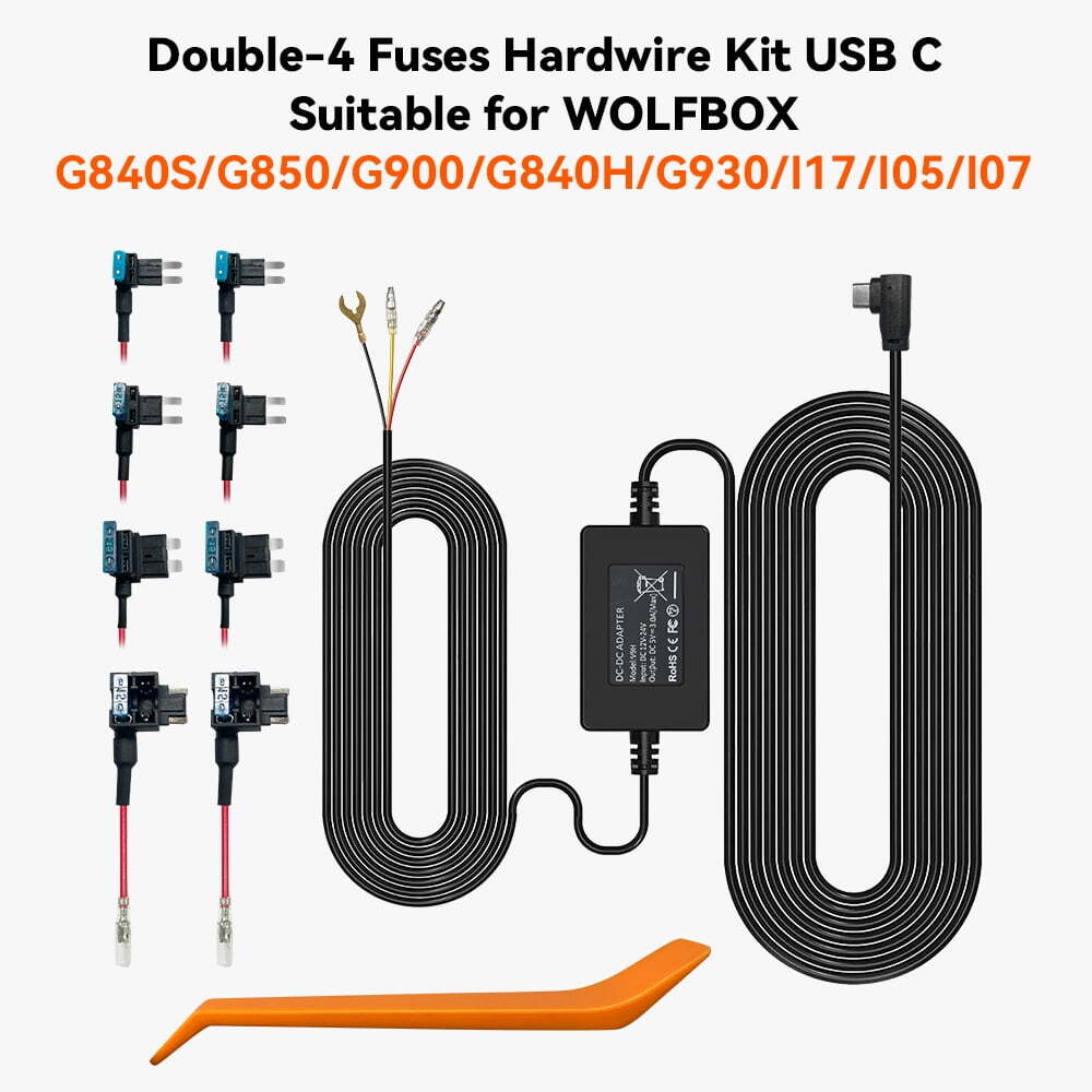 WOLFBOX Hardwire Kit for G900PRO/G840S/G930/G850/G900 Dash Cam, Parking Monitor