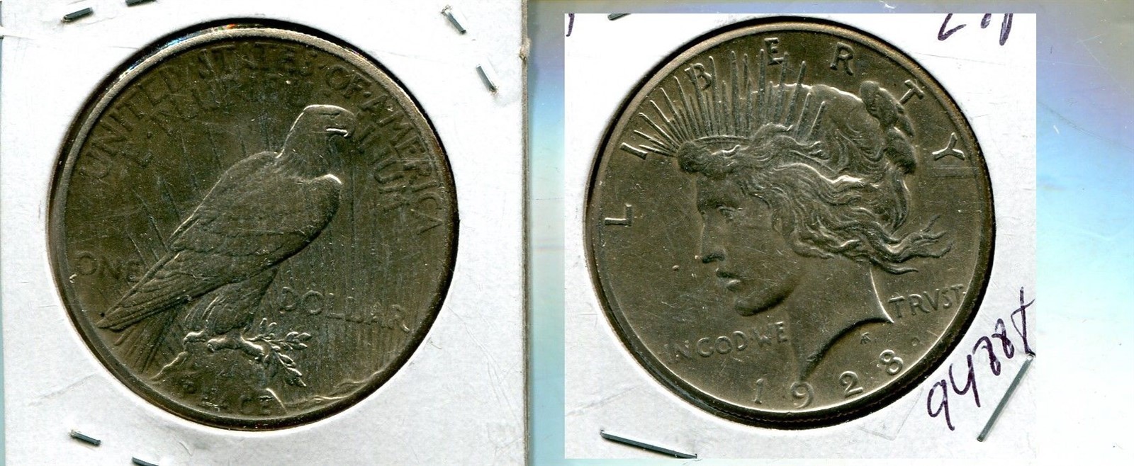 1928 P PEACE SILVER DOLLAR AU 9488T
