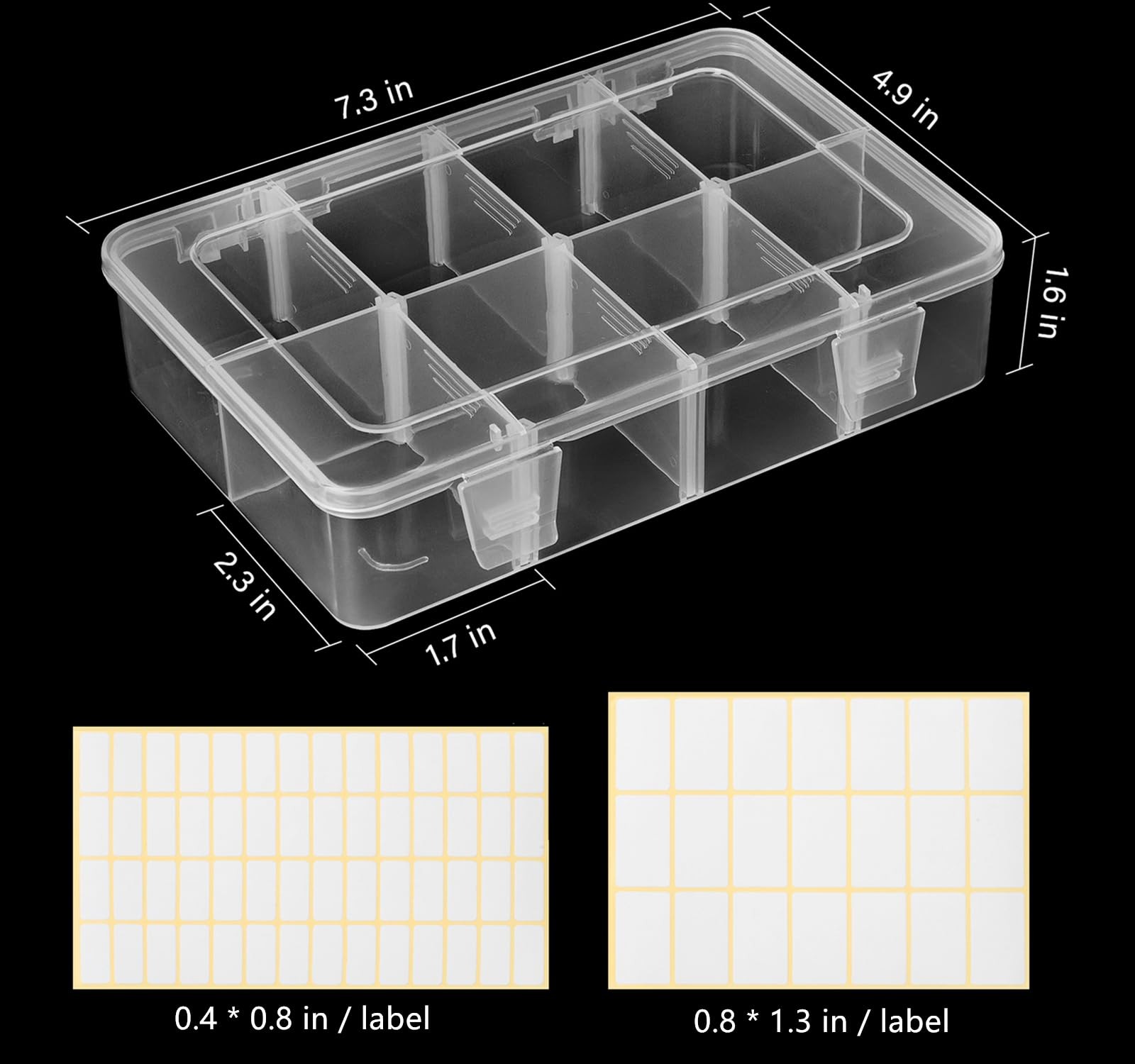 Jutieuo 2 Pack 8 Grids Bead Organizer and Storage, Plastic Small, Clear